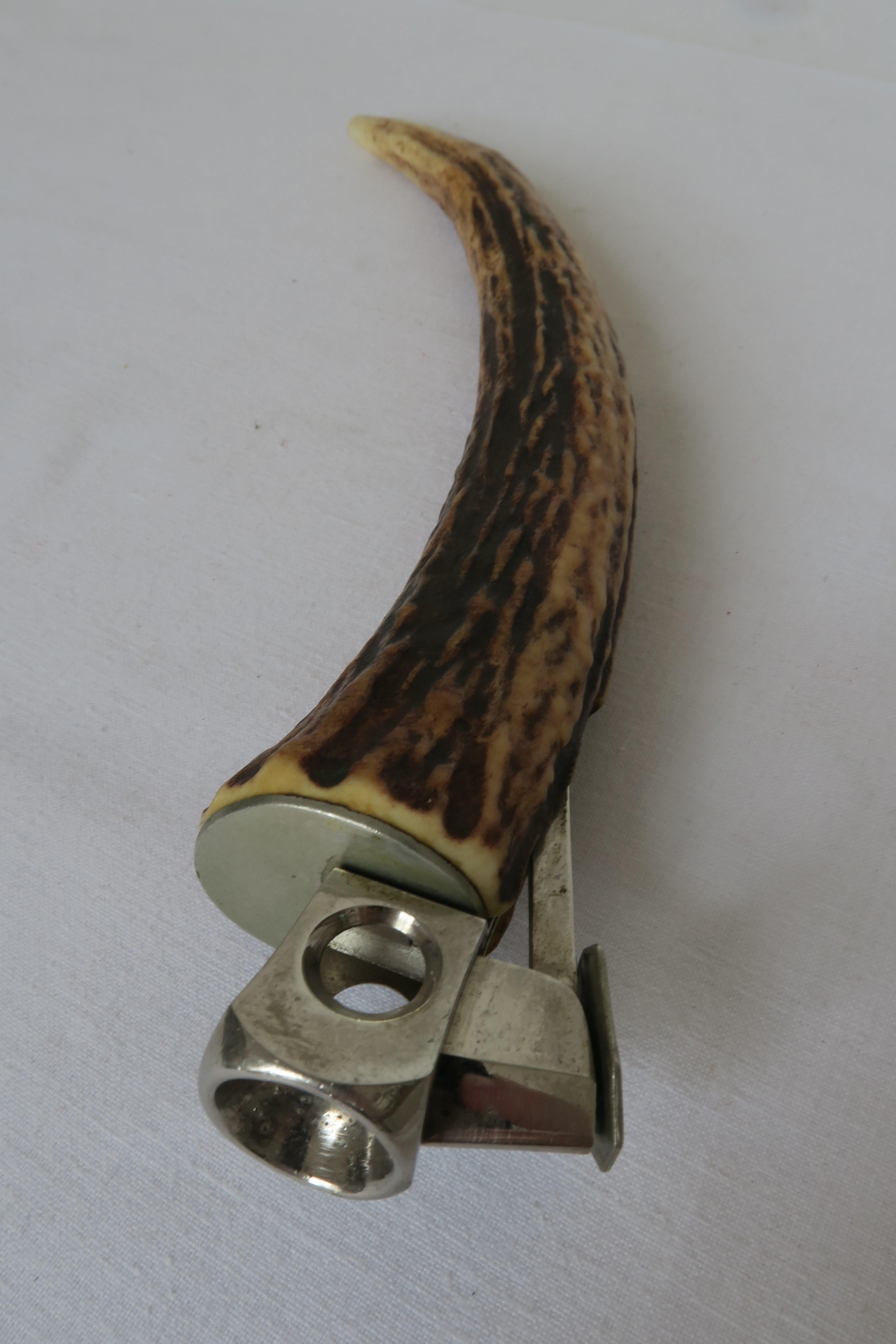 Hand-Crafted Original Solingen Cigar Cutter with Stag Horn Handle