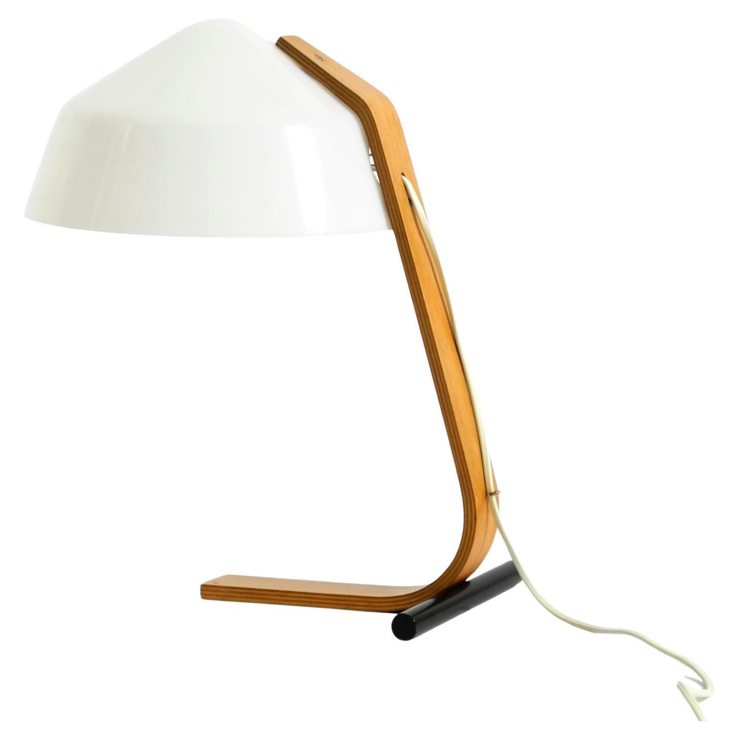 Original Space Age 1960s plywood table lamp with plastic shade by Temde For Sale