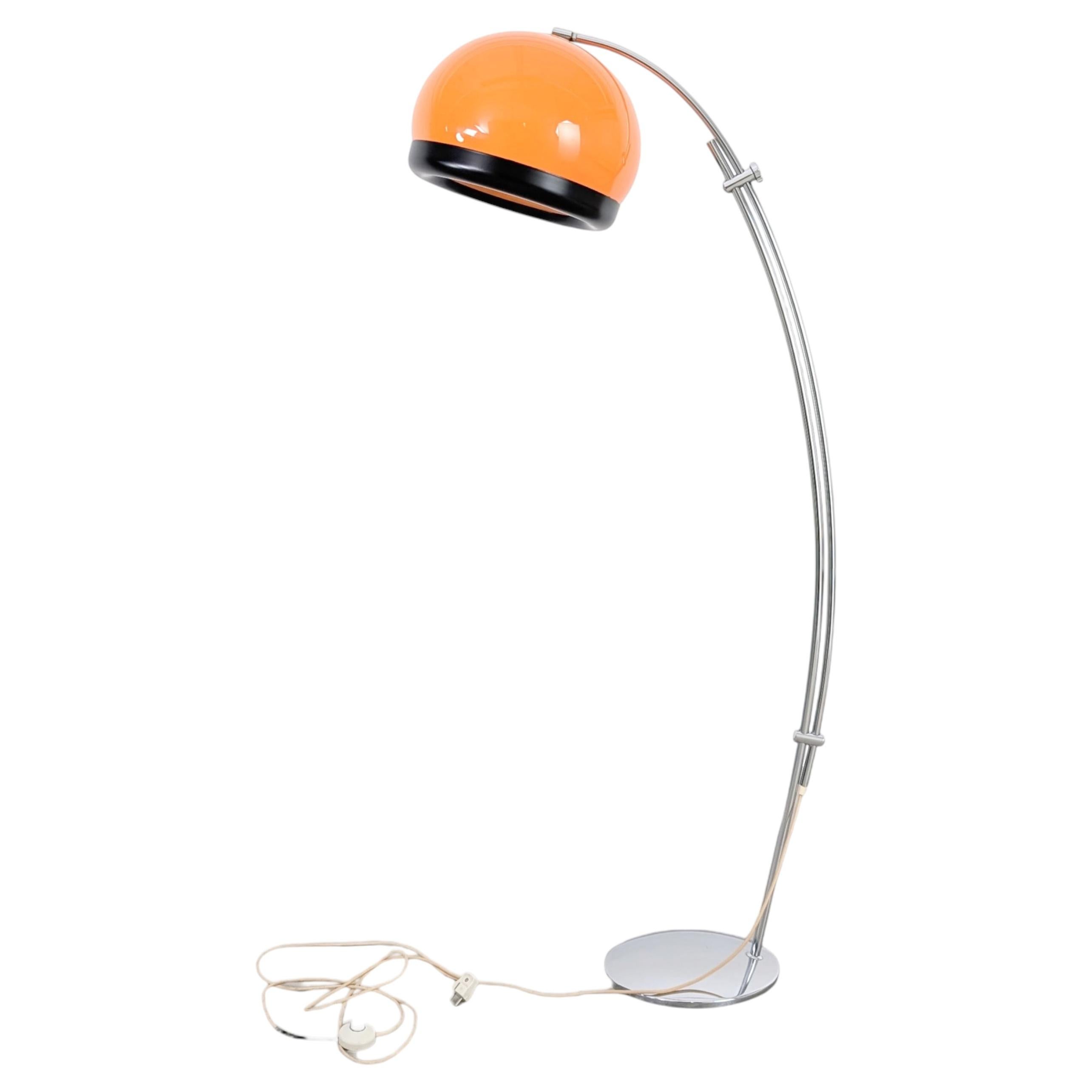 Original Space Age Bogenlampe 1970 orange Stehleuchte Midcentury For Sale