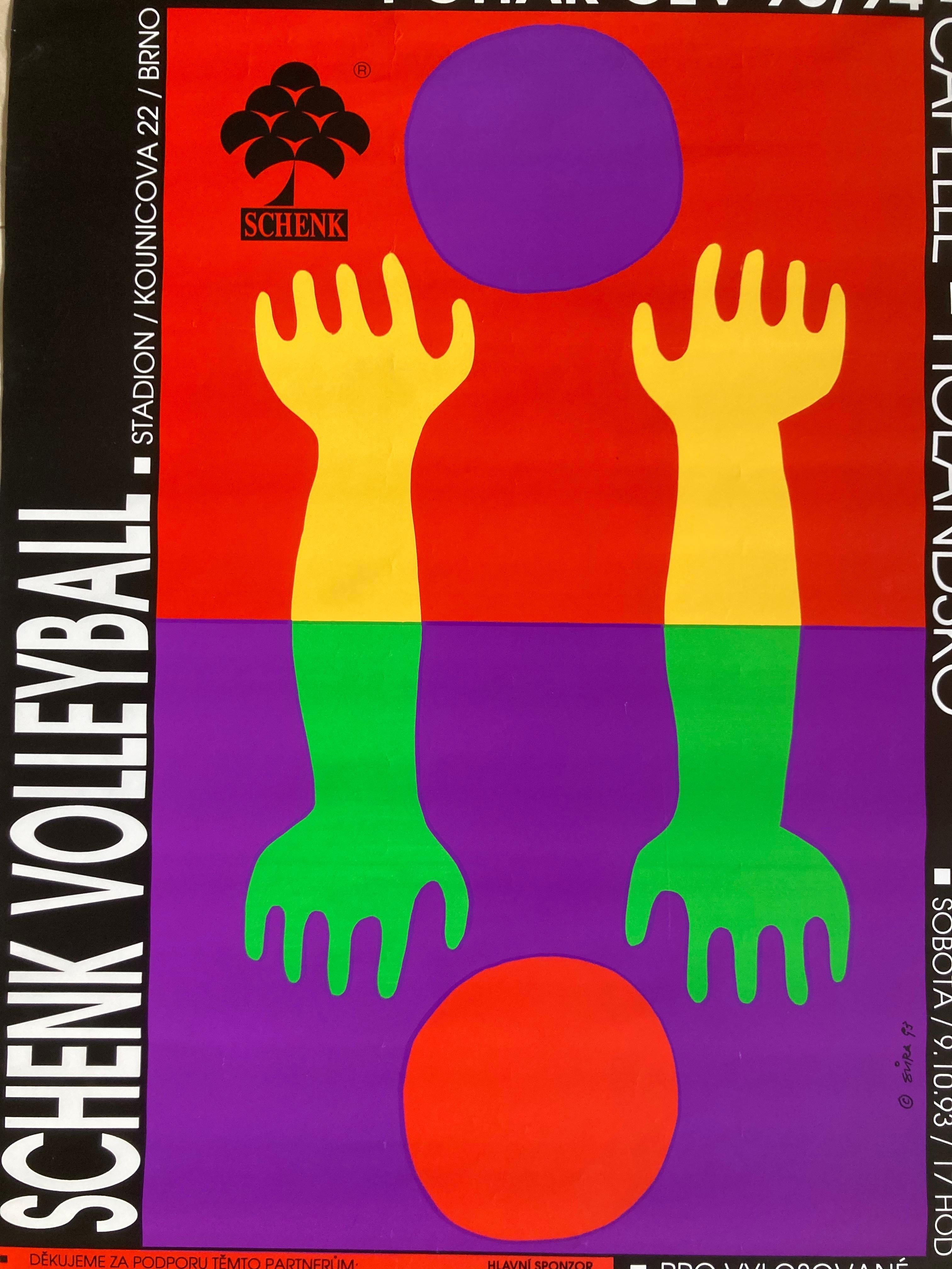 Original Sportdesign-Volleyball-Poster, 1993 / Tschechoslowakei (Tschechisch) im Angebot