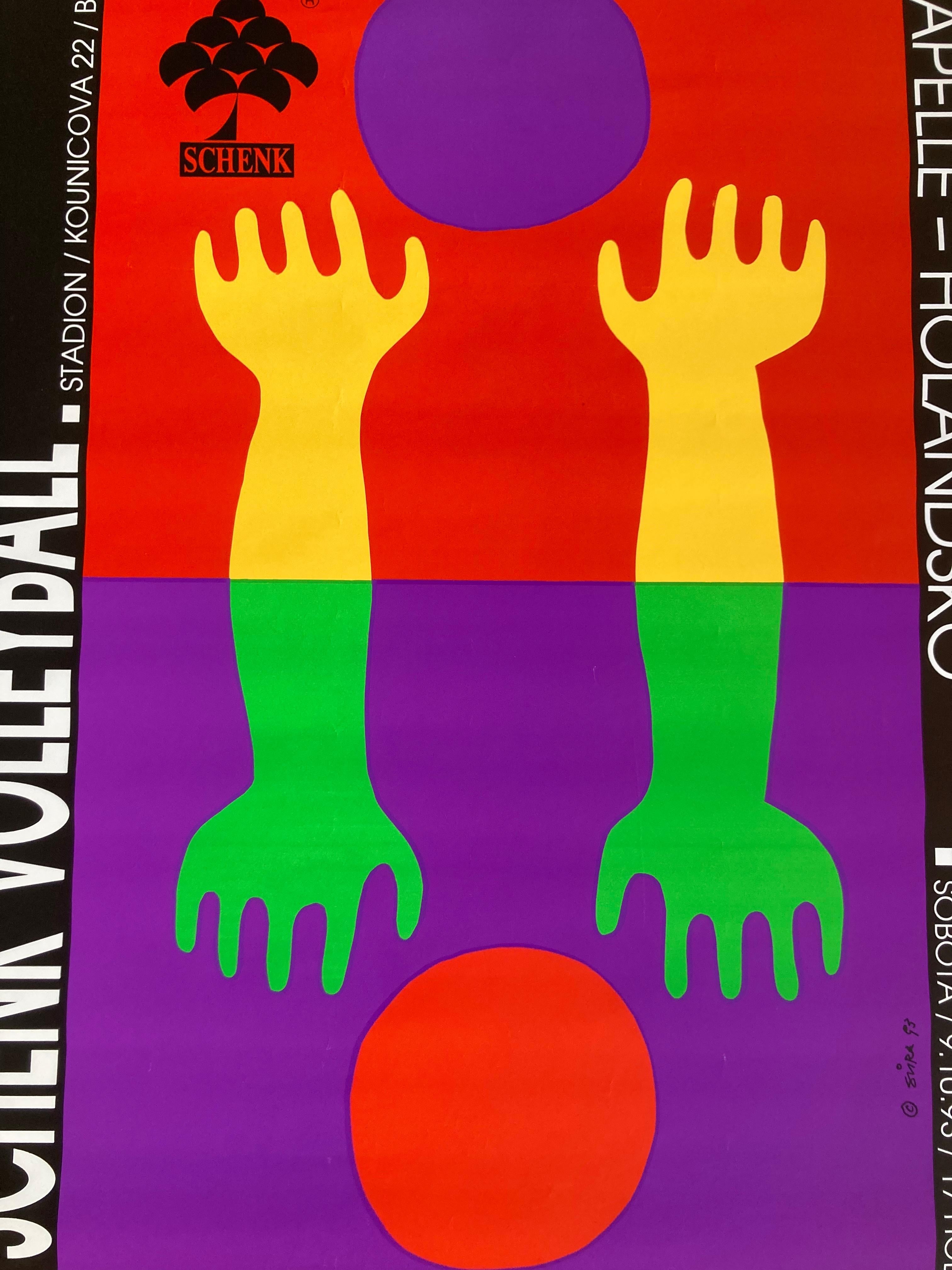 Original Sportdesign-Volleyball-Poster, 1993 / Tschechoslowakei im Zustand „Gut“ im Angebot in Praha, CZ