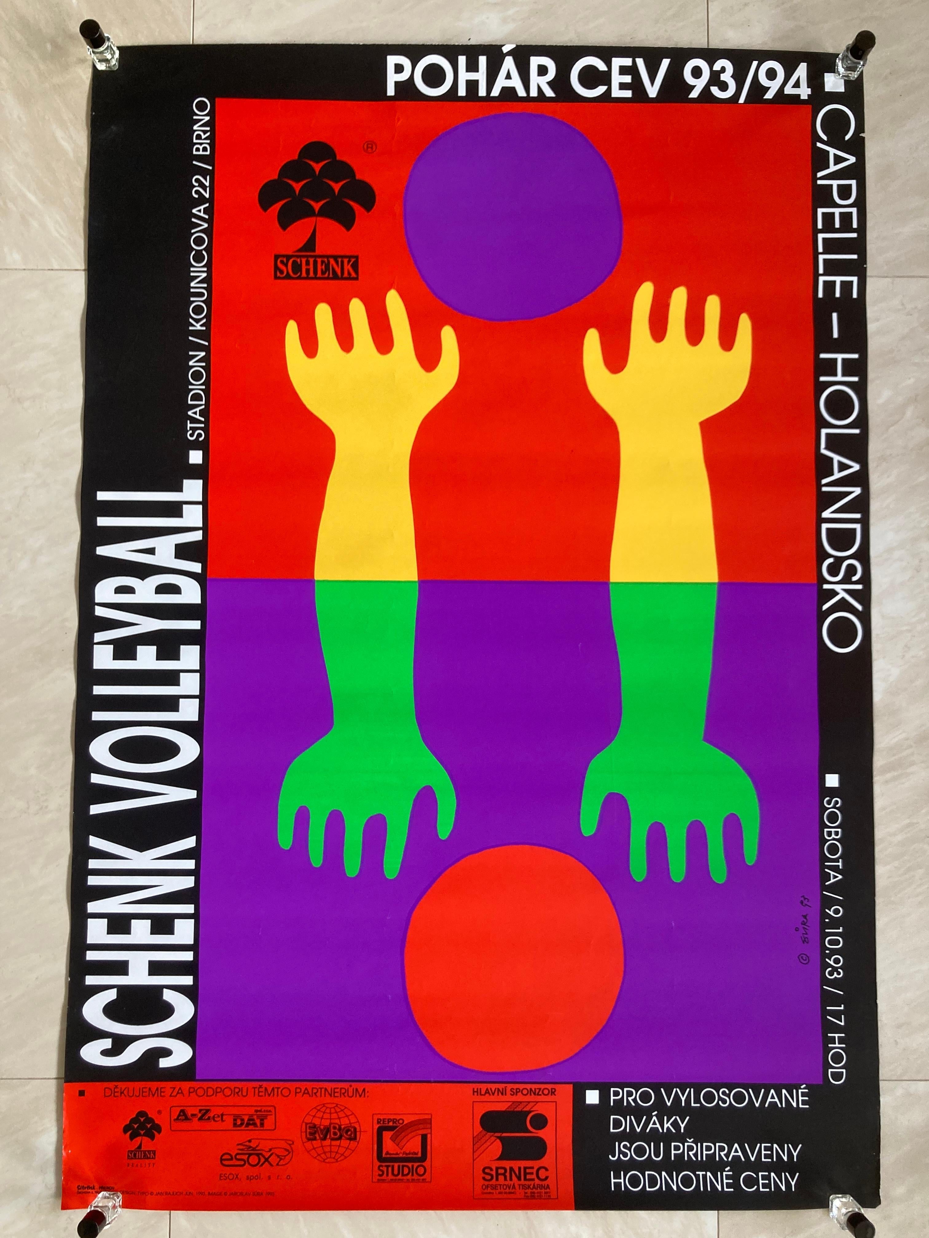 Late 20th Century Original Sport Design Volleyball Poster, 1993 / Czechoslovakia For Sale