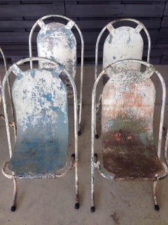20th Century English, Metal, Stak a Bye Chairs in Their Original Patina, 1920