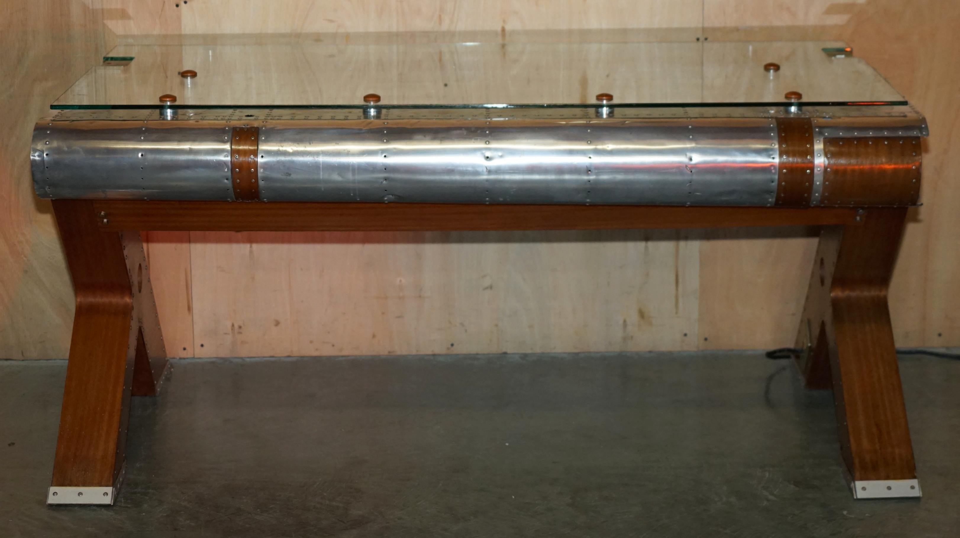 Hand-Crafted ORIGINAL STAMPED GIANCARLO DE ASTIS T-28 A TROJAN AEROPLANE WiNG AVIATOR DESK For Sale