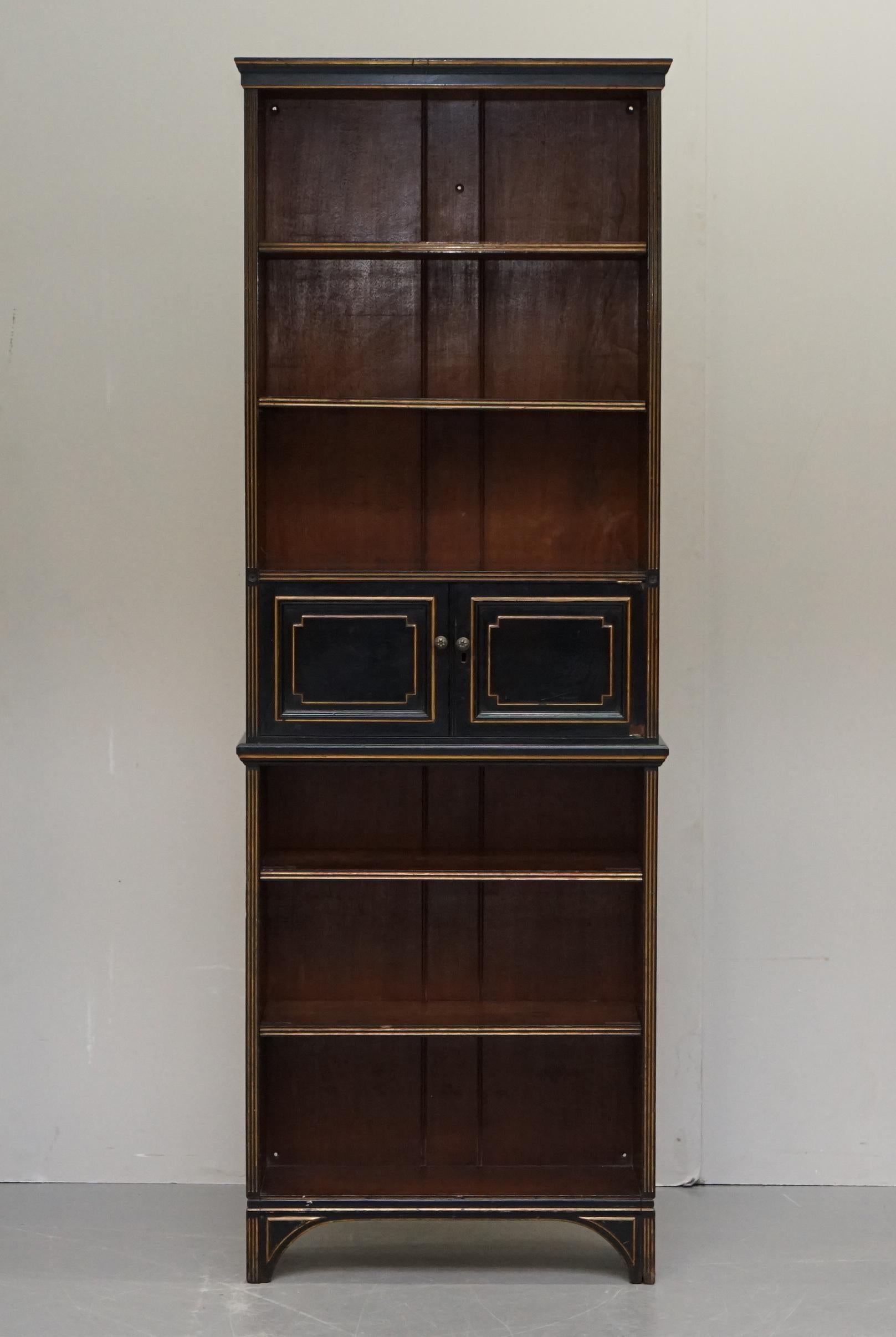 We are delighted to offer this stunning rare, fully stamped, original Victorian Holland and Son’s mahogany Aesthetic movement library bookcase

A very rare and luxury piece made by one of the two finest cabinet makers in British history. The