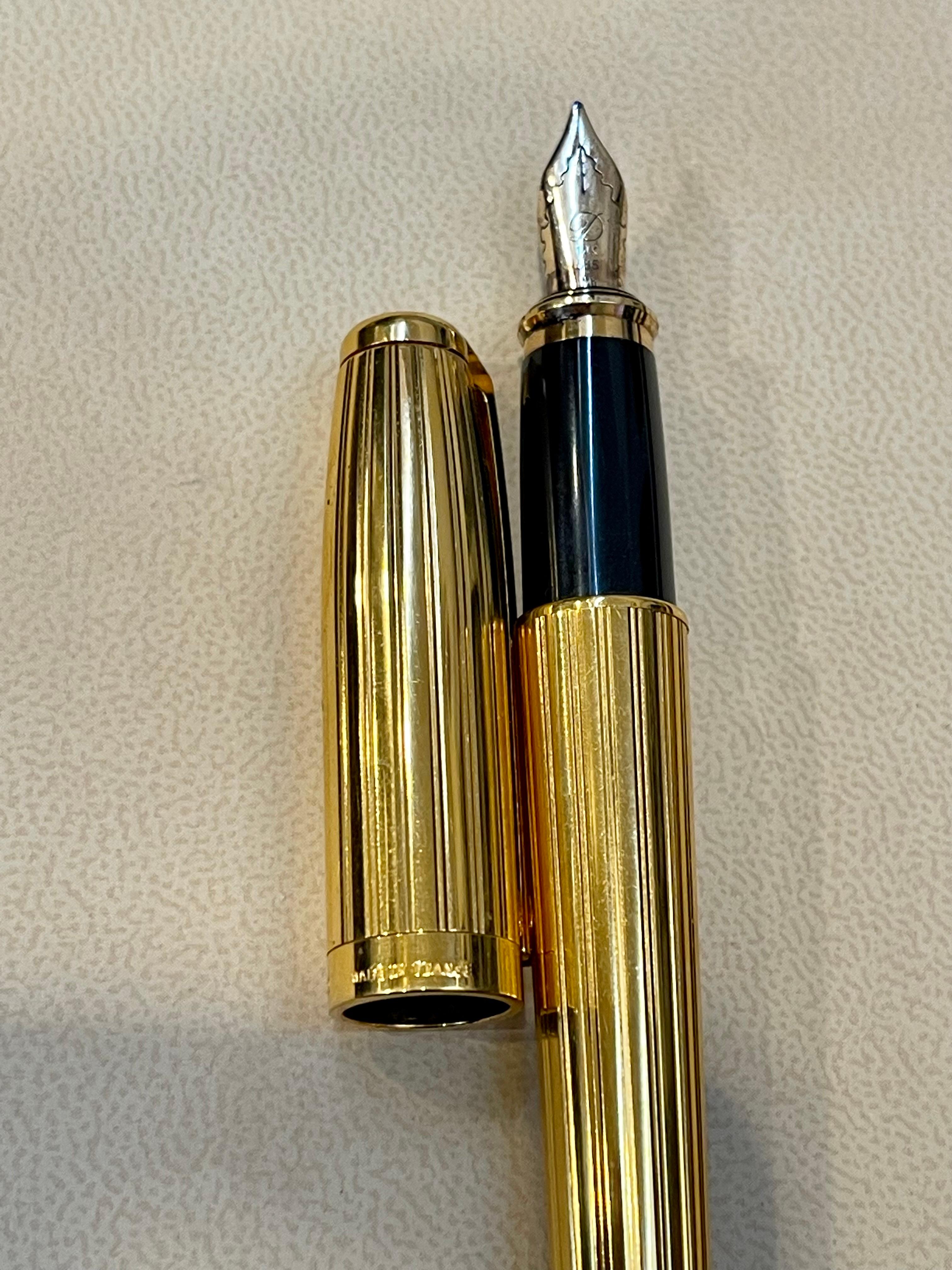 Original S.T.Dupont Fidelio Gold Filled Fountain Pen, France, 14K MediumNIB 7