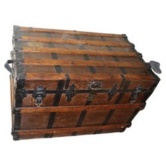 Used Original Steamer Trunk ,  Wooden strapped 