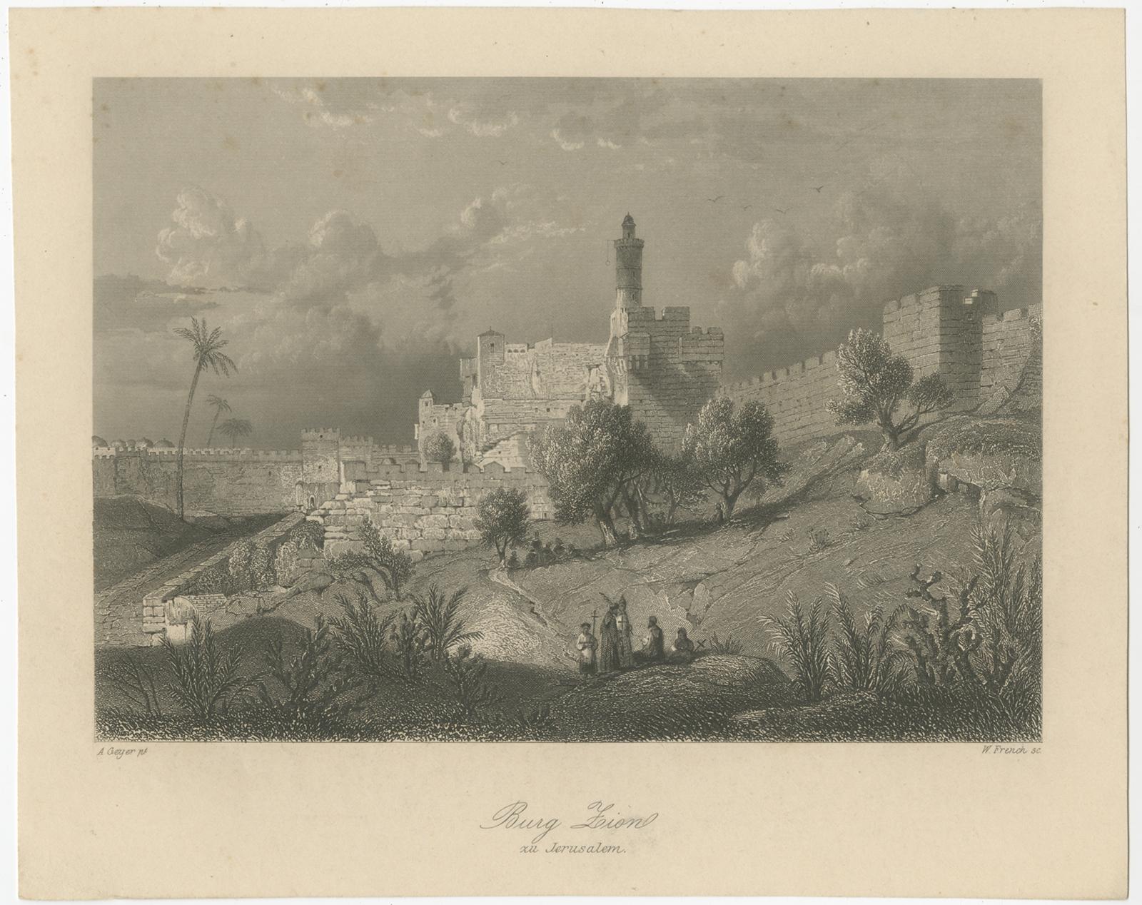 Vista original grabada en acero de la Columna del Duque de York en Londres, Inglaterra, 1840 en Bueno estado para la venta en Langweer, NL