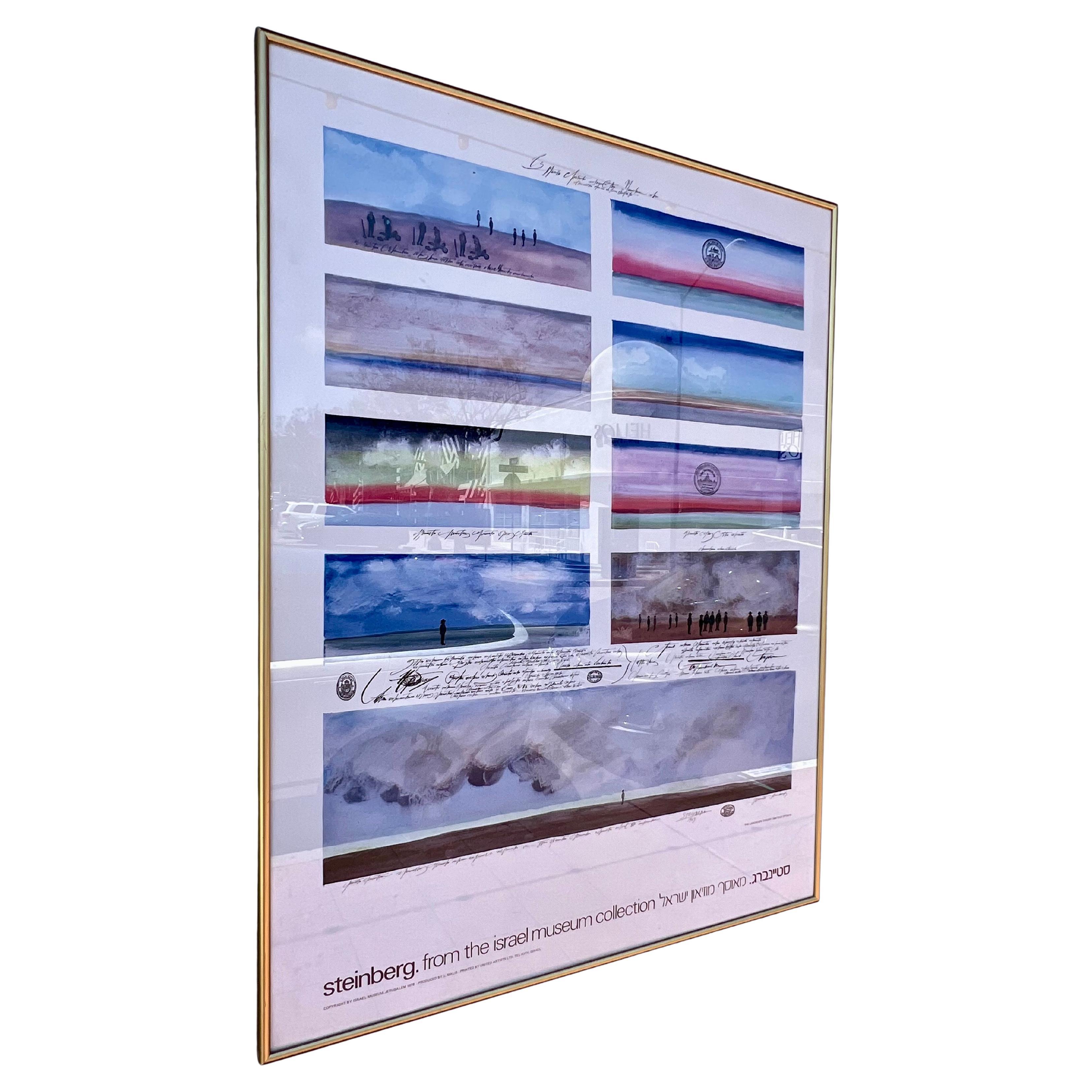 Post-Modern Original Steinberg Exhibition Poster Israel Museum Collection Landscape Theory For Sale