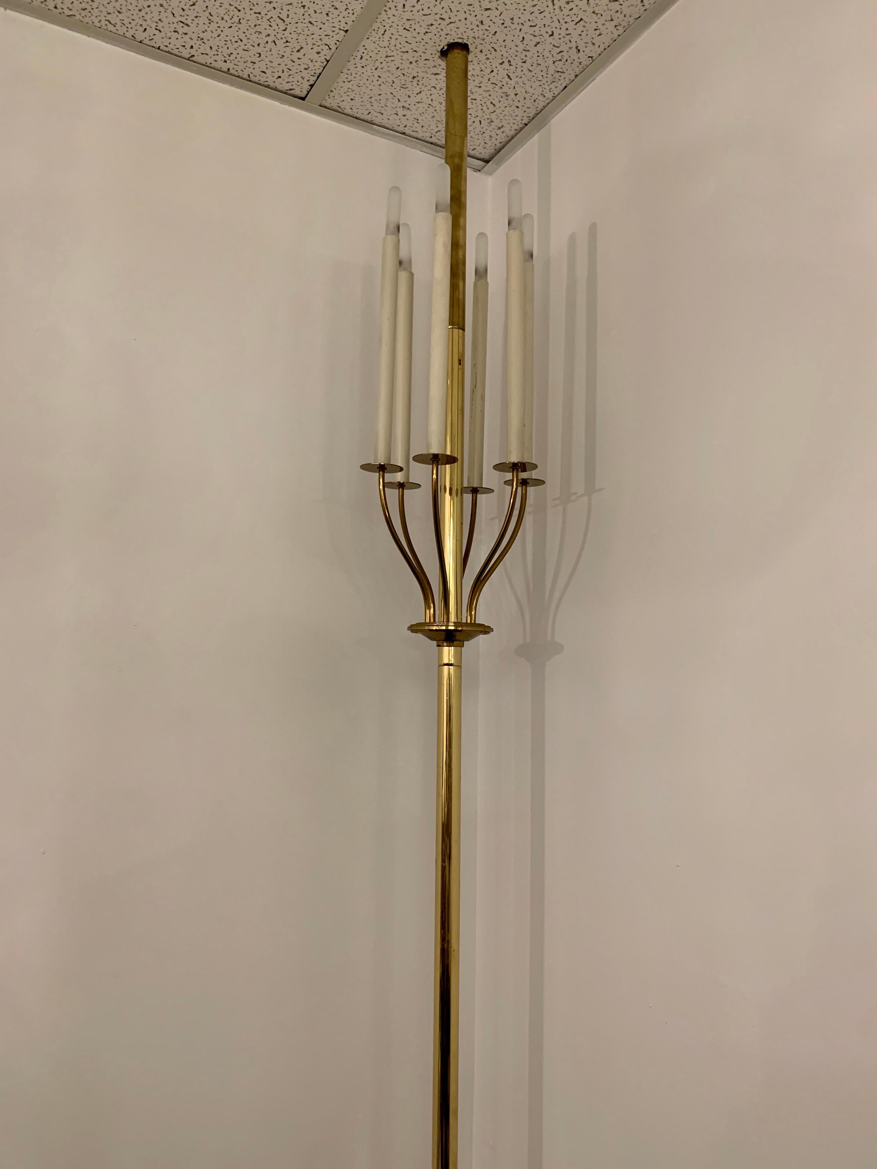 Original Stiffel Tension Rod Brass Floor Light For Sale 4