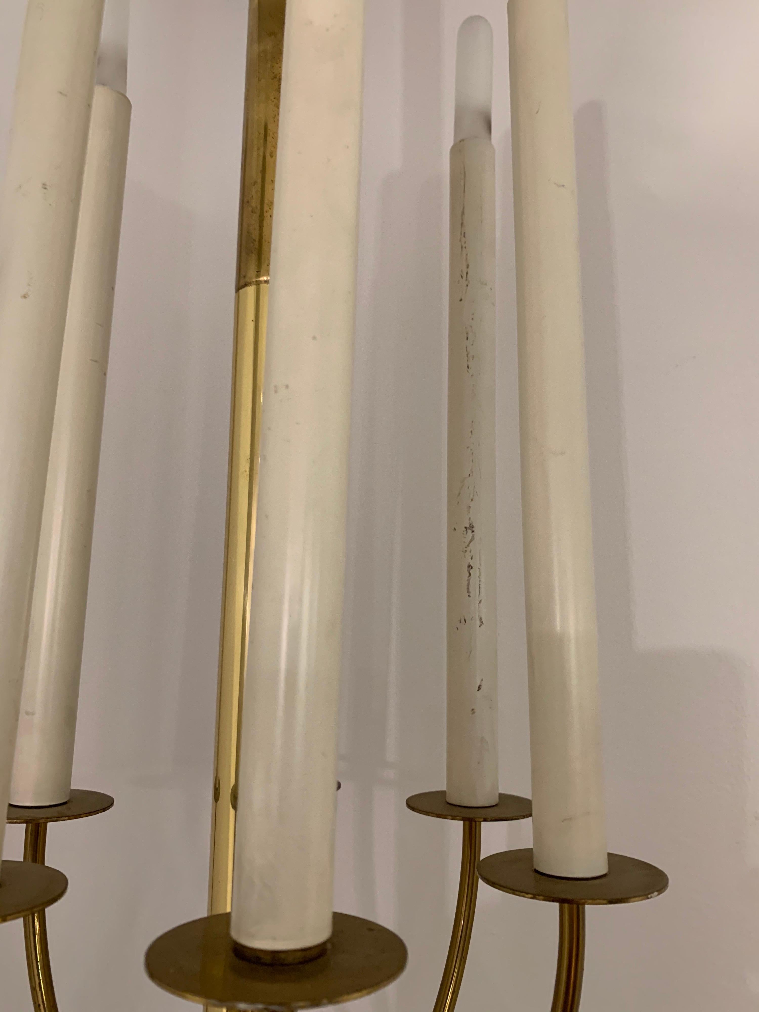 Mid-20th Century Original Stiffel Tension Rod Brass Floor Light For Sale