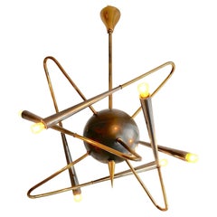 Original Stilnovo Sputnik Six-Arm Brass Chandelier.Model "Satellite".Italy .1950