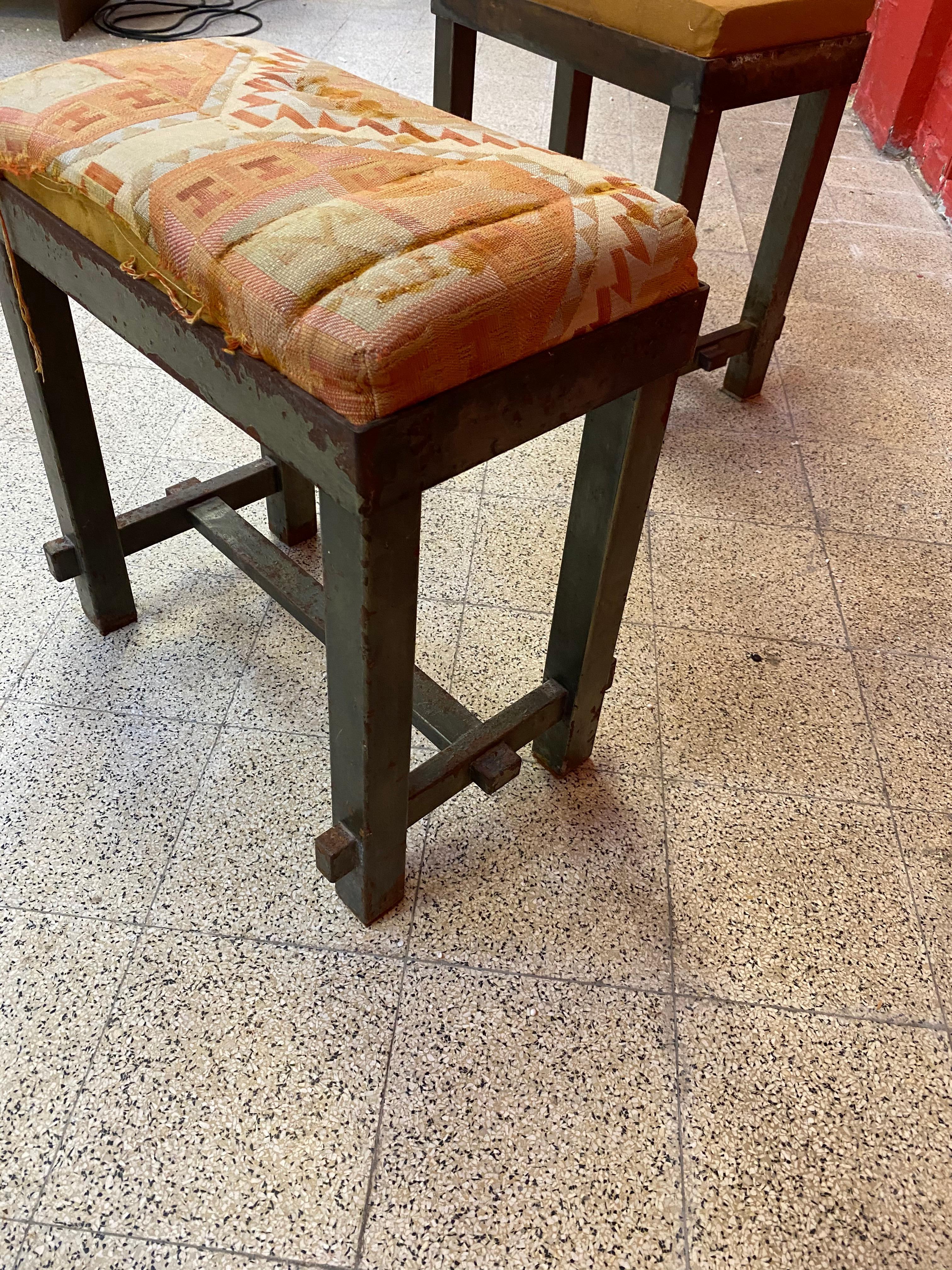 Original Stools in Lacquered Metal, in the Style of Jacques Adnet circa 1940/195 For Sale 3