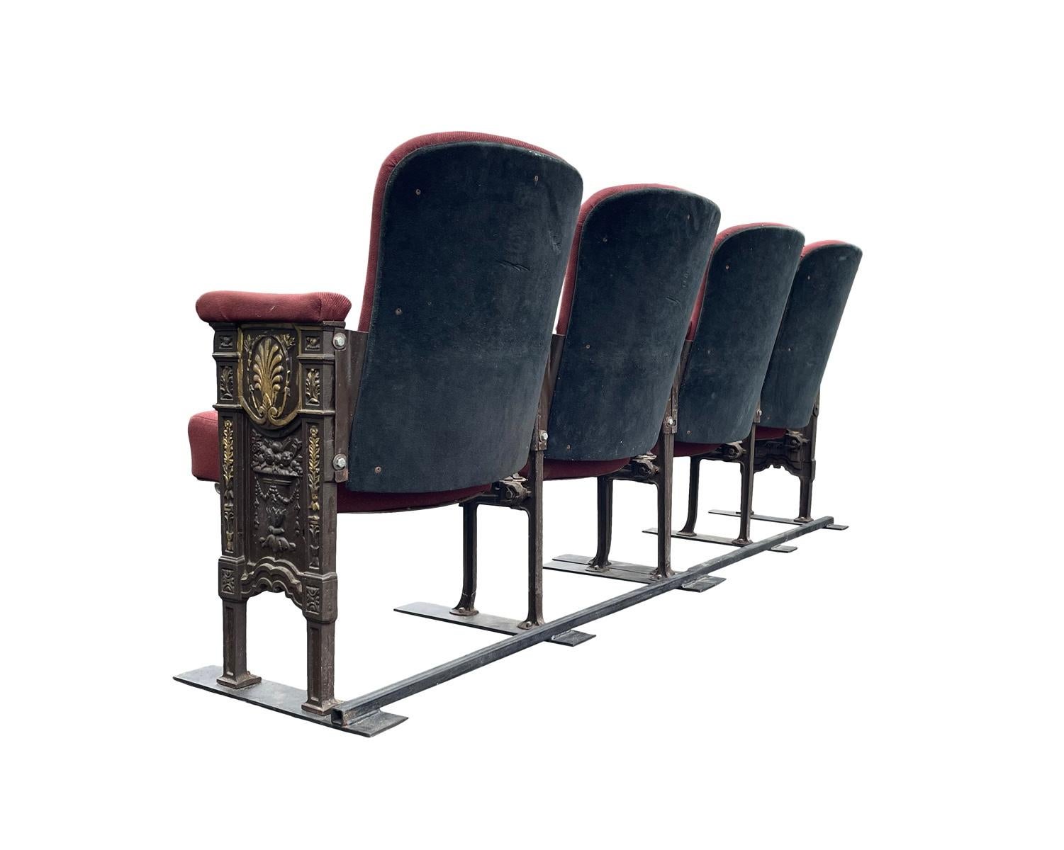 Early 20th Century Original Studio54 Newyork Art Deco Theater Seat Bench Chairs For Sale