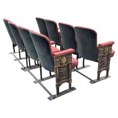 Vintage Original Studio54 Newyork Art Deco Theater Seat Bench Chairs