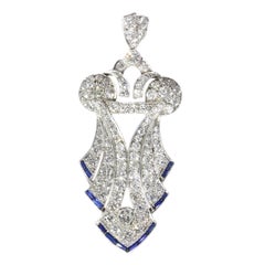 Original Stylish Antique Art Deco Platinum Diamond Loaded ‘5.57 Carat’ Pendant