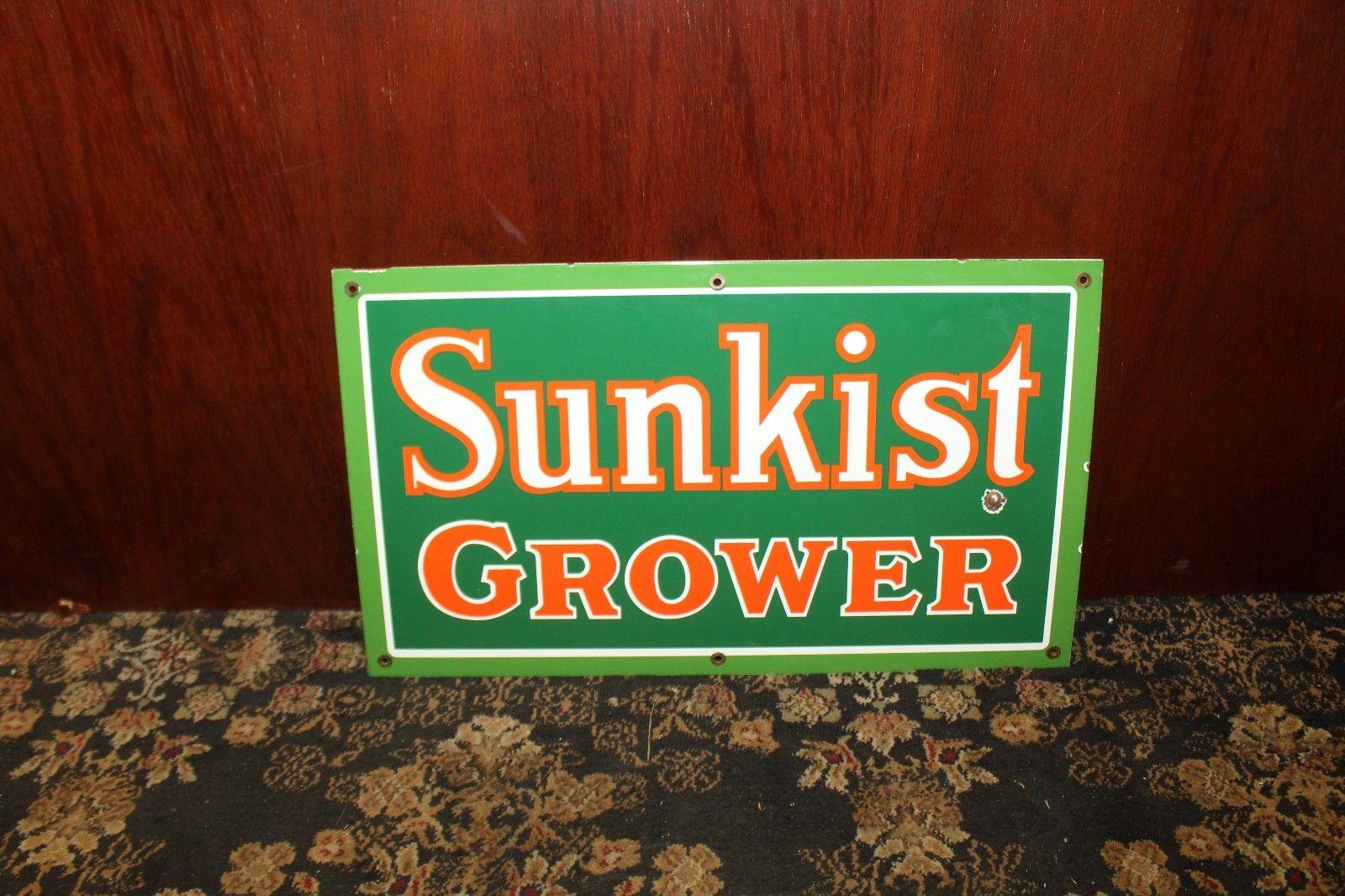 Original Sunkist Grower Enamel Metal Sign From Disney Sunkist Store Display For Sale 2