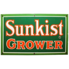 Original Sunkist Grower Enamel Metal Sign From Disney Sunkist Store Display