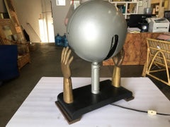 Original Surrealism Bronze Hands and Spotlight Table Lamp
