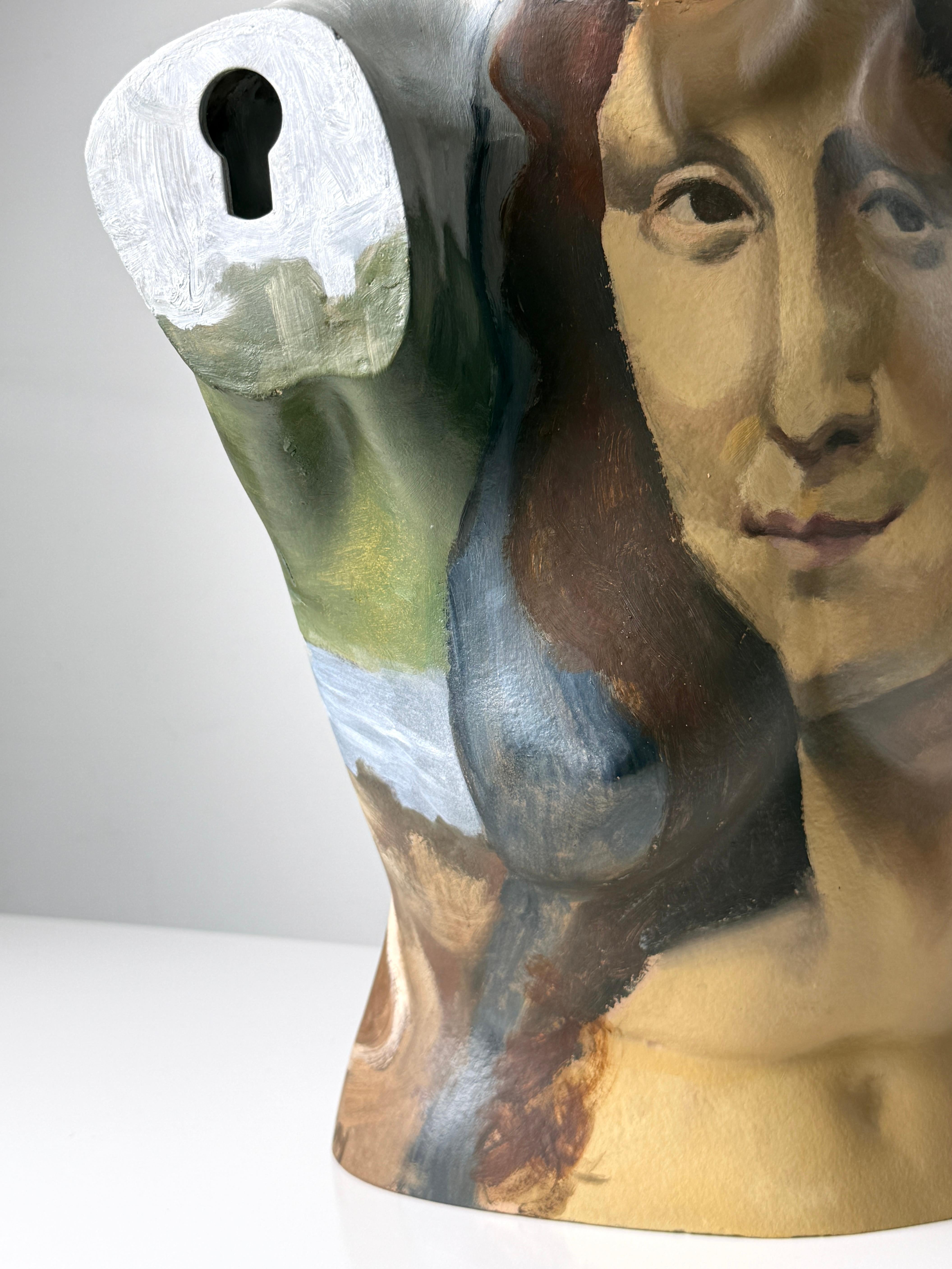 Original Surrealist bemalt Mannequin Torso Skulptur Mona Lisa Porträt 1970er Jahre im Angebot 2