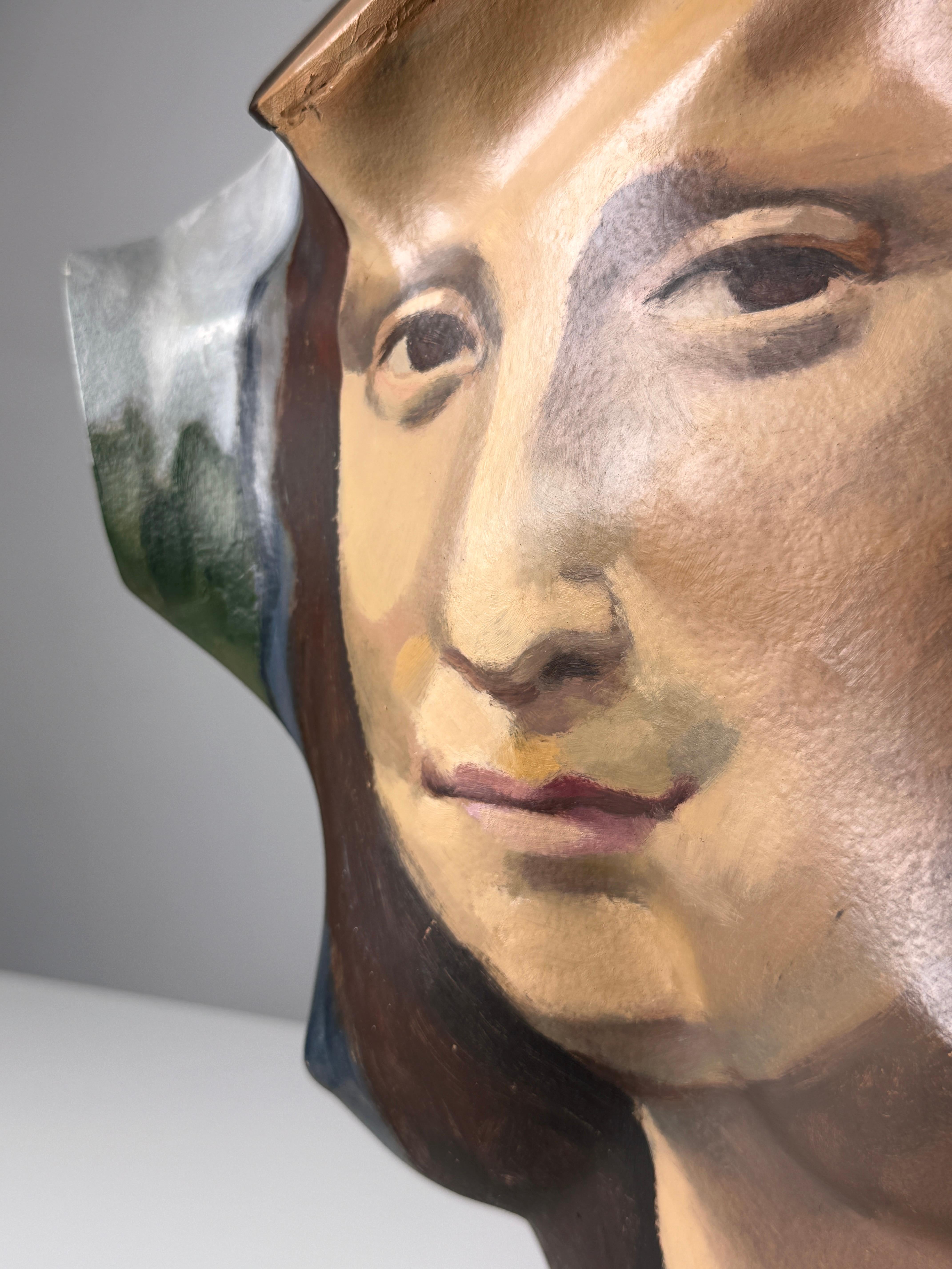 Original Surrealist bemalt Mannequin Torso Skulptur Mona Lisa Porträt 1970er Jahre im Angebot 3