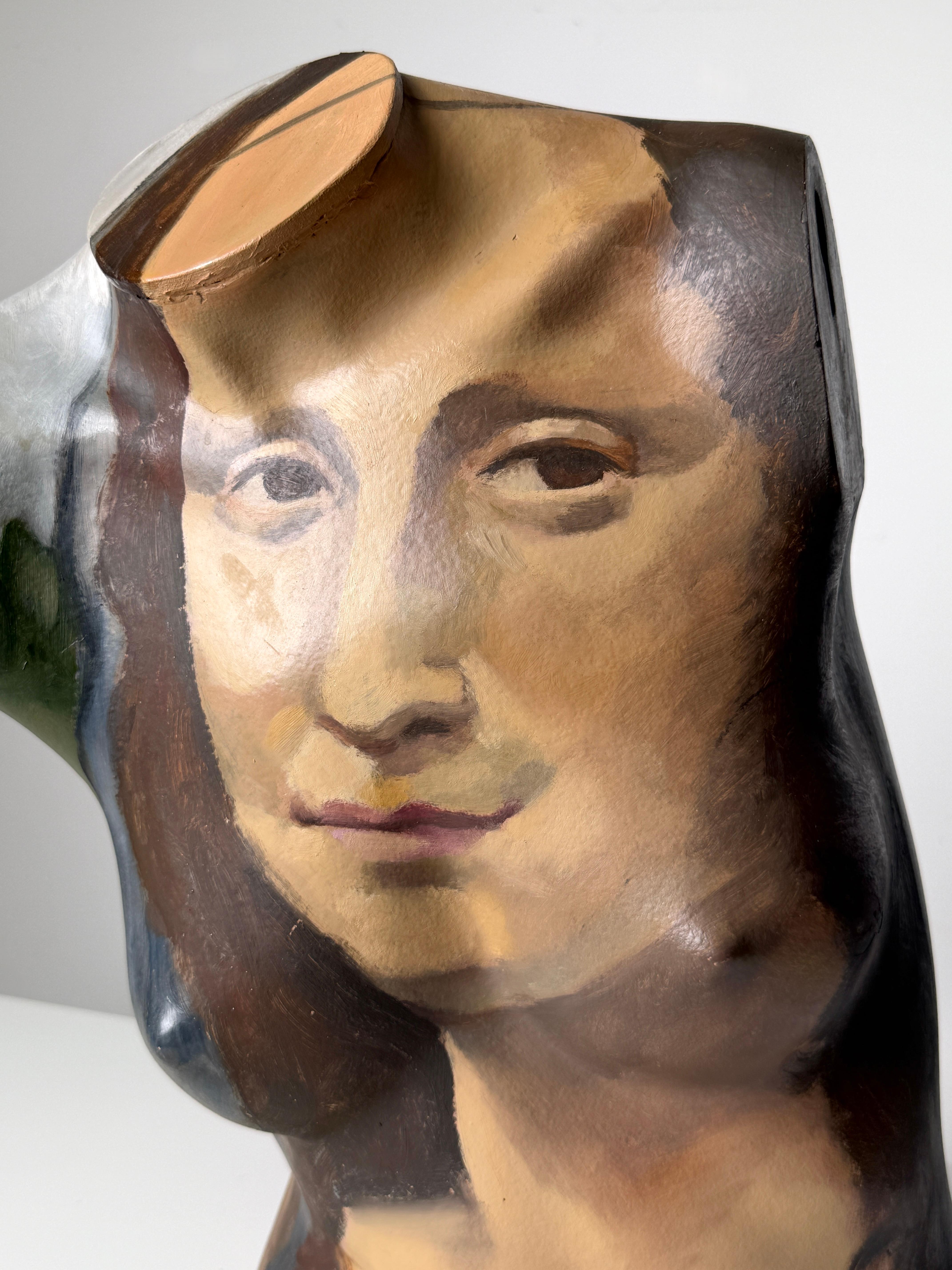 Original Surrealist bemalt Mannequin Torso Skulptur Mona Lisa Porträt 1970er Jahre (amerikanisch) im Angebot