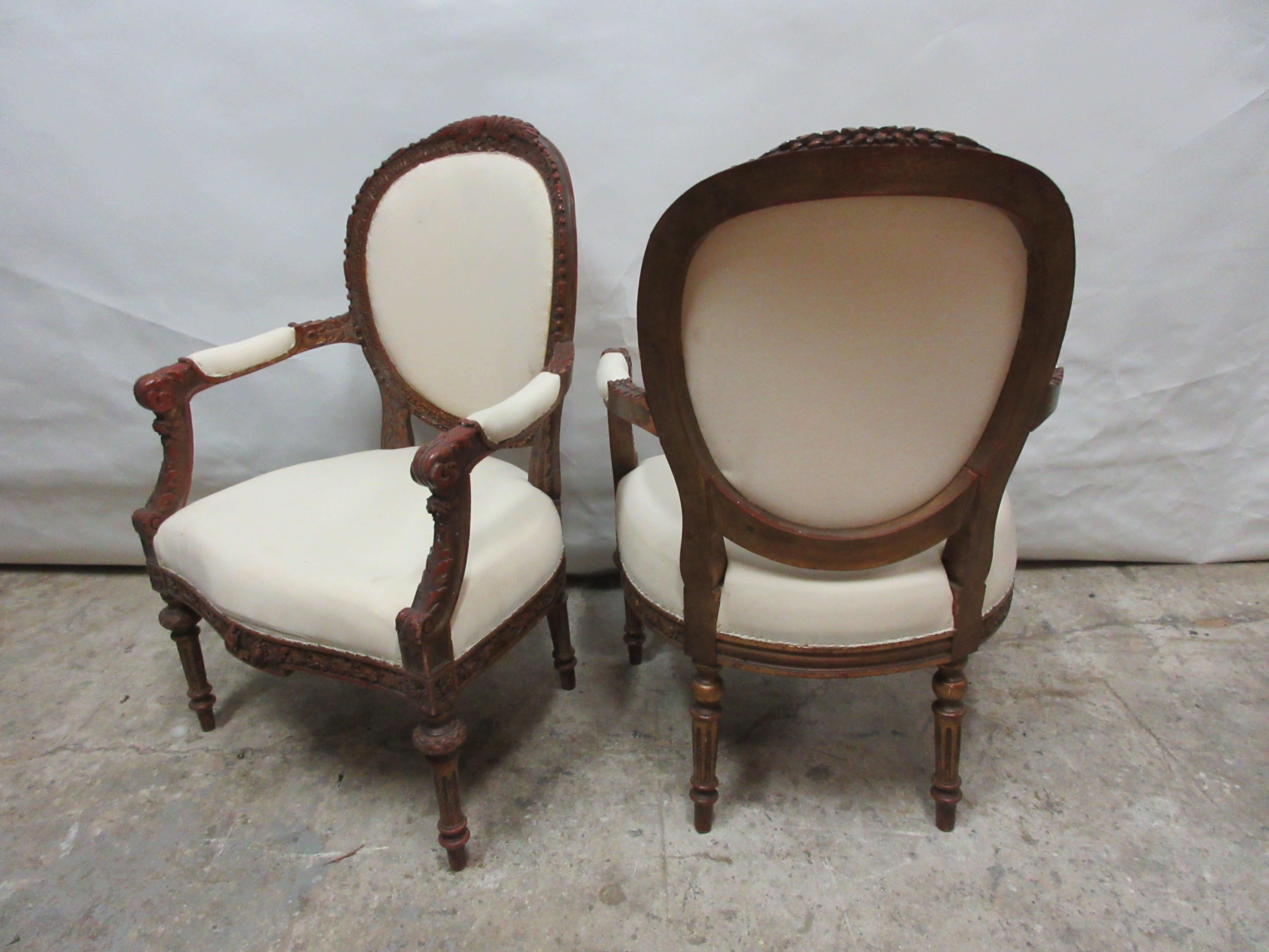 Original Painted Swedish Gustavian Armchairs In Good Condition In Hollywood, FL