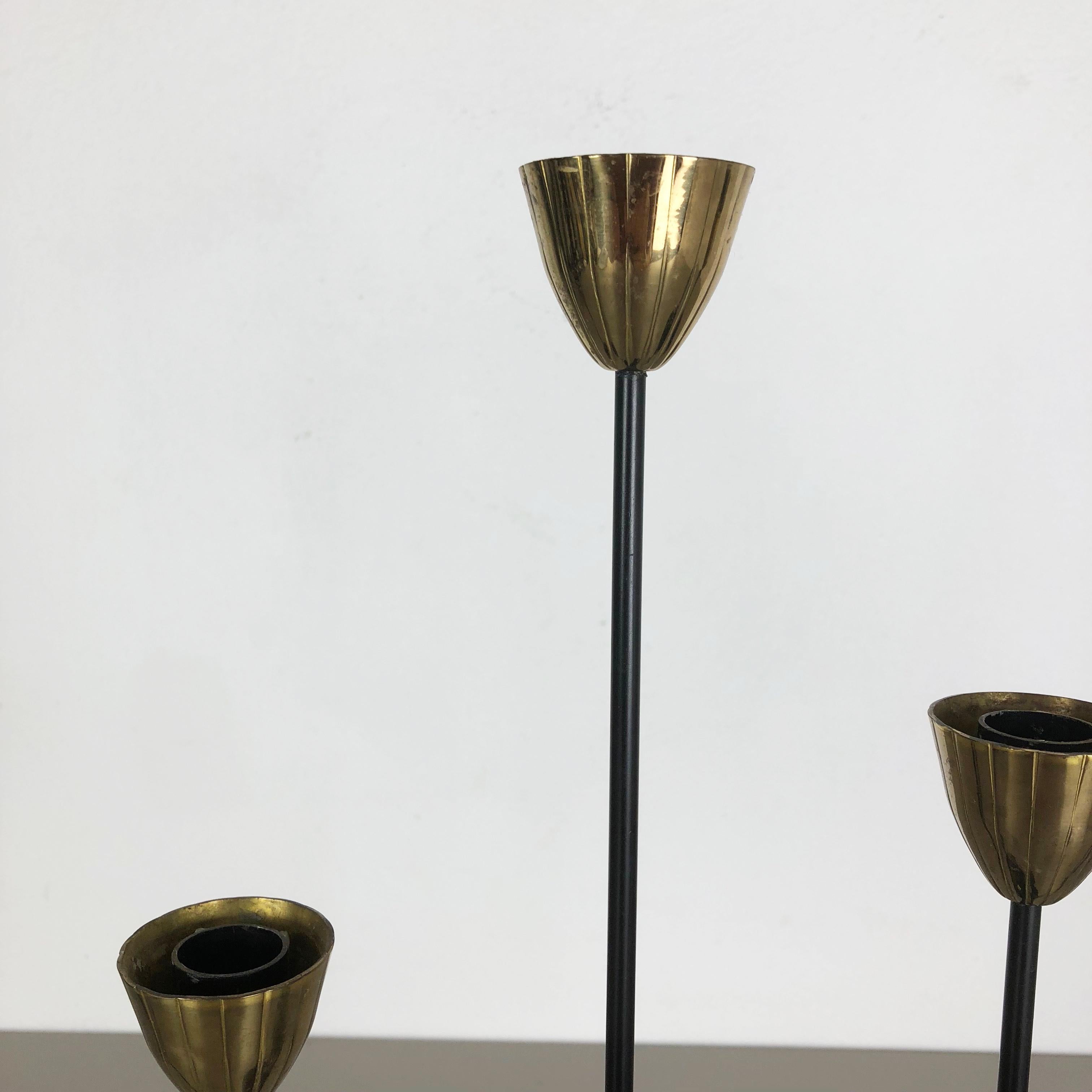 Mid-Century Modern Original Swedish Modernist Metal Candleholder by Ystad Metal, Sweden, 1960s