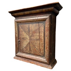 Original Swedish Painted Folk Art Hanging Cabinet, Pine and Iron