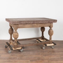 Original Swedish Stone Top Baroque Table Kitchen Island, circa 1750-1800