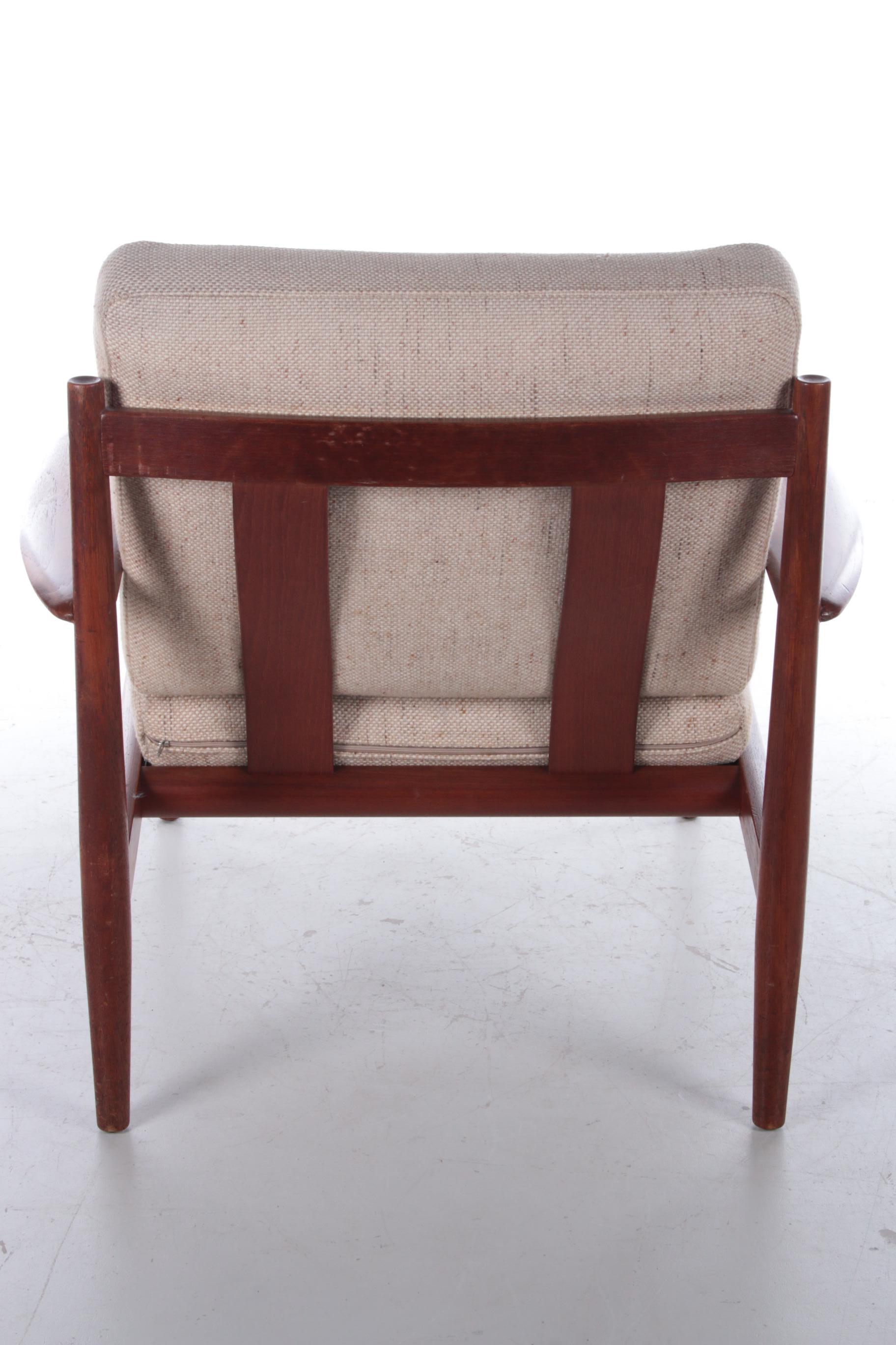 Fabric Original Teak Armchair Design by Greta Jalk Model 118, Denmark