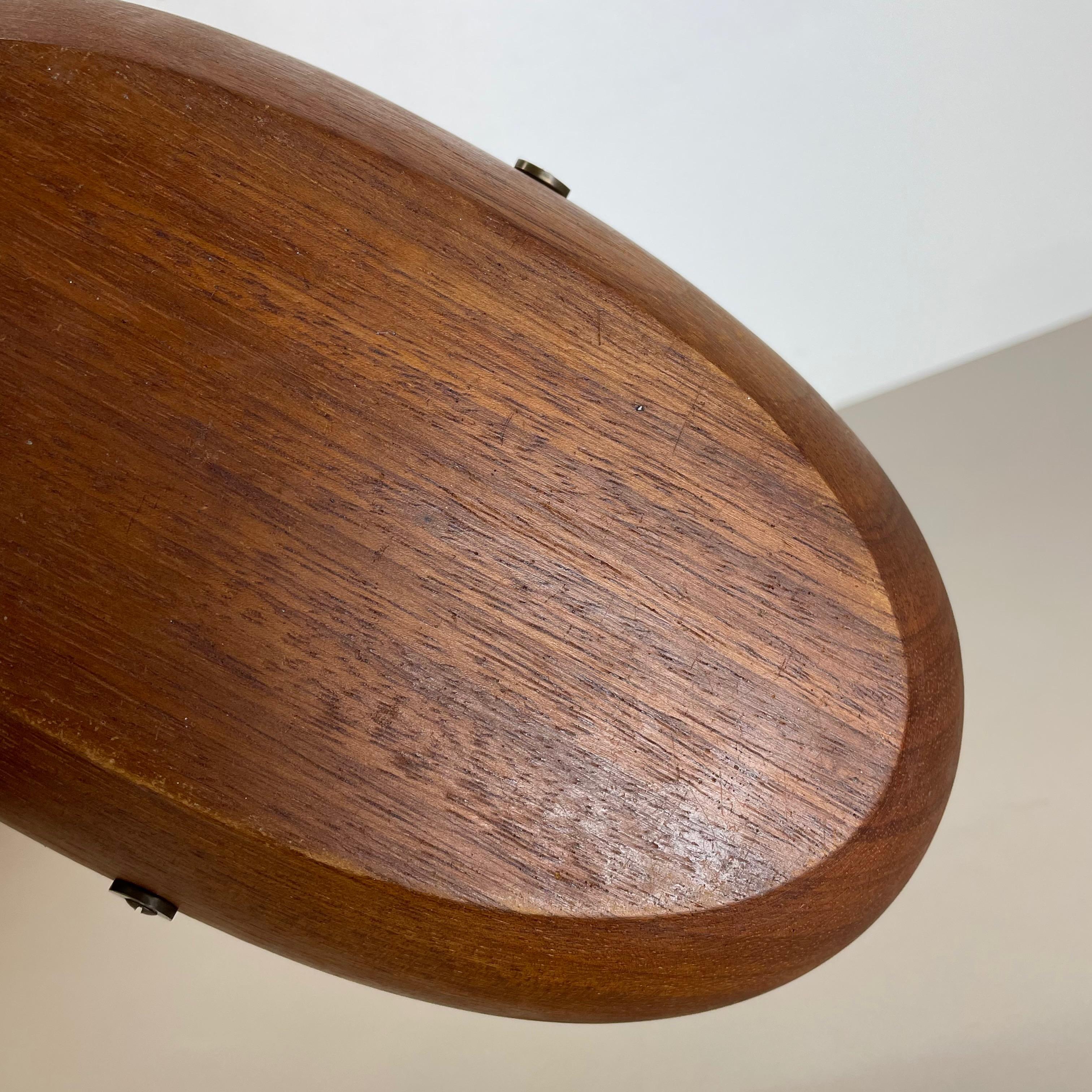 Original Teak Bowl with Brass and Rattan Handle by Carl Auböck Austria, 1950 13