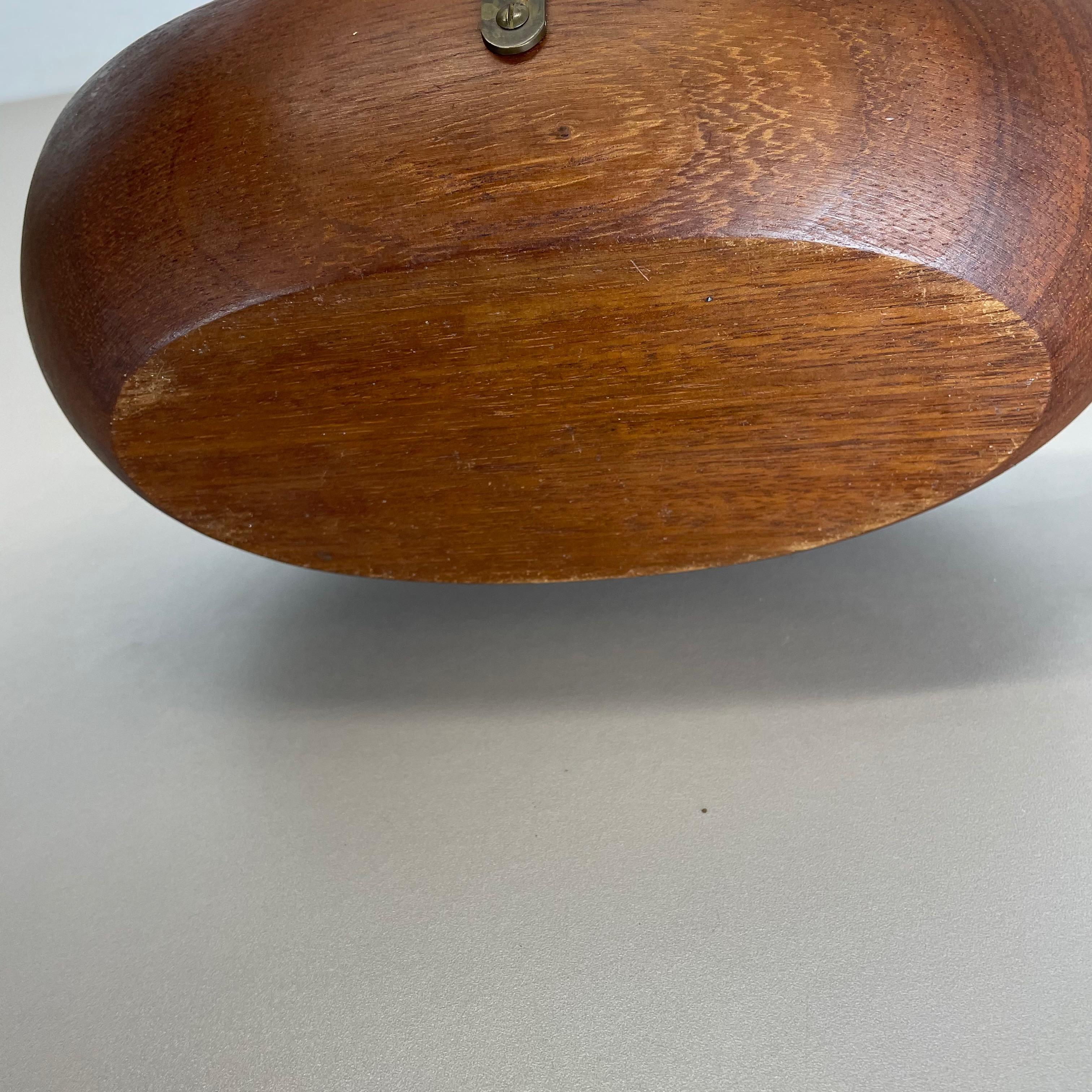 Original Teak Bowl with Brass and Rattan Handle by Carl Auböck Austria, 1950 14