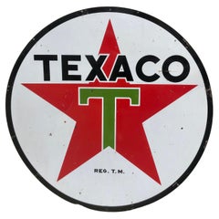 Original Texaco Porzellan Schild Doppelseitig datiert 3/2/1959 Made in the USA