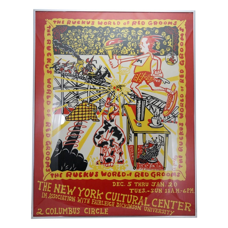 Original The Ruckus World of Red Grooms Exhibition Poster, New York, 1973 For Sale