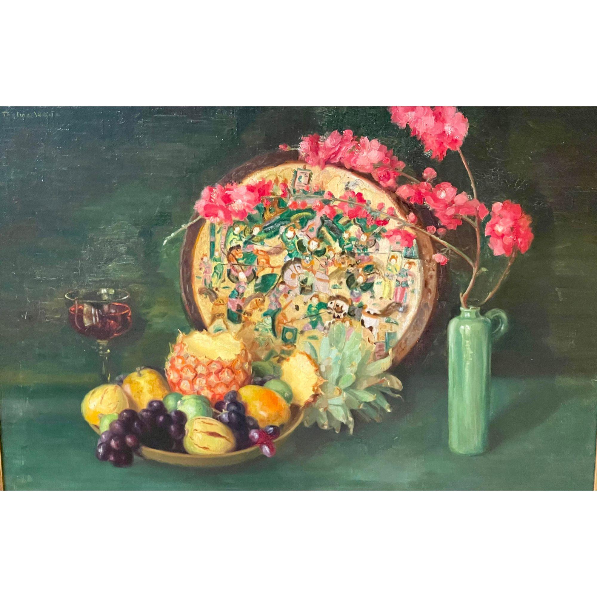 Original Thelma Wade Still Life Oil Painting, Mid 20th Century In Good Condition In LOS ANGELES, CA