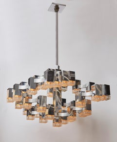 Original Thirty Seven Lights Cubic Chandelier by Sciolari