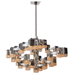 Original Thirty Seven Lights Cubic Chandelier by Sciolari