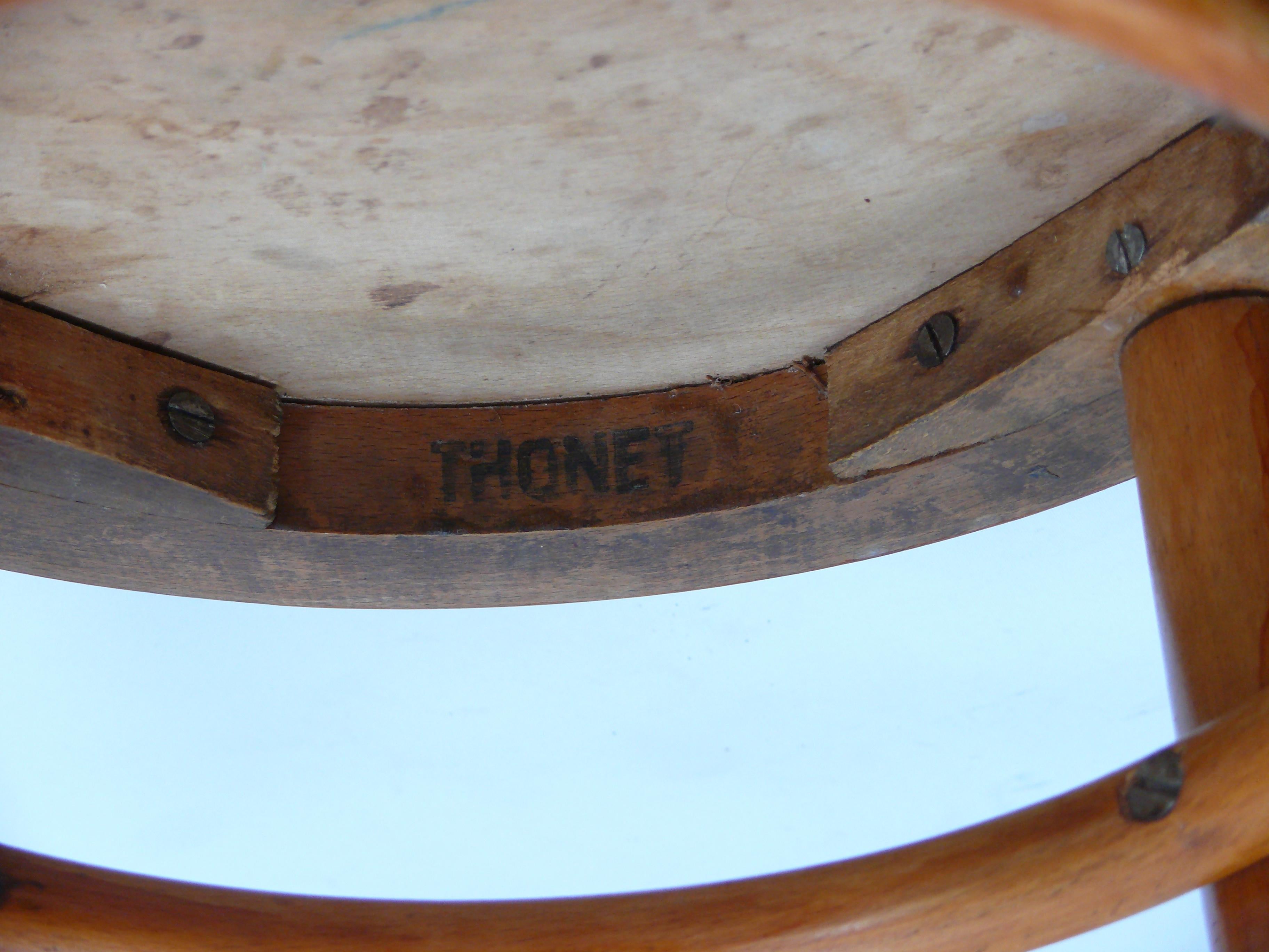 Wood Original THONET Bentwood Stool, Mid 20th Century For Sale