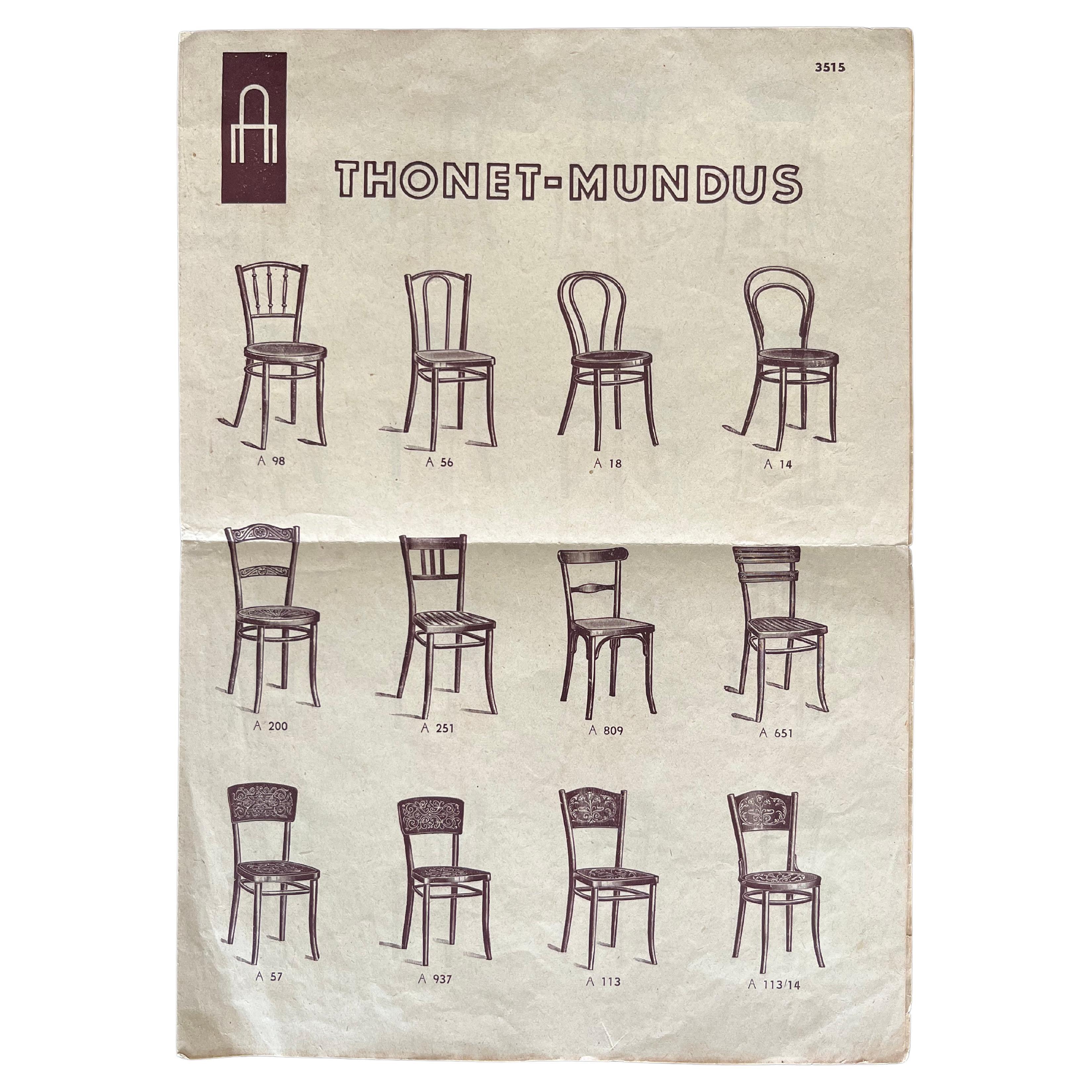 Original Thonet Furniture Leaflet / Poster, 1930s