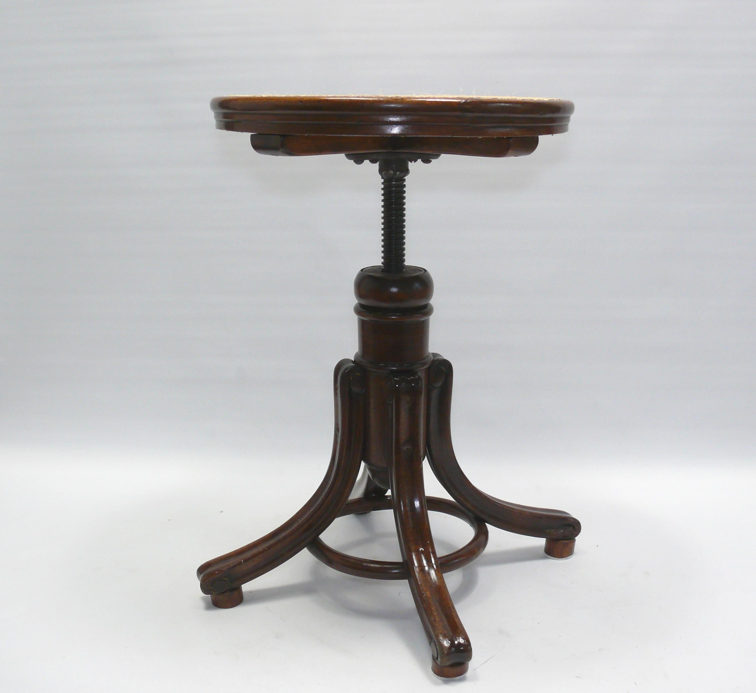 Art Nouveau Original Thonet Piano Stool, Late 19th Century