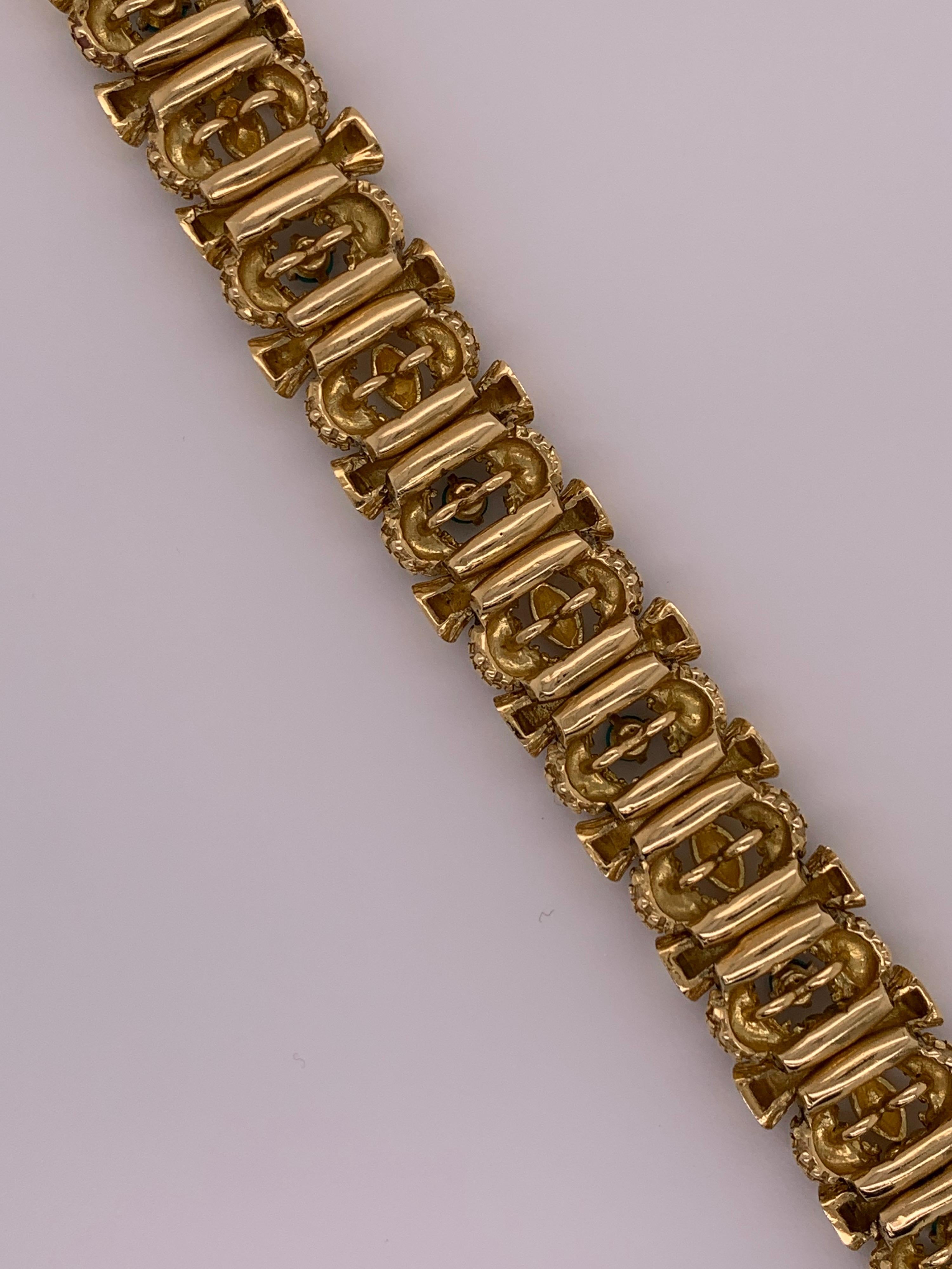 Retro Original Tiffany & Company Gelbgold- und Türkis-Armband aus Gelbgold, um 1960 Damen im Angebot