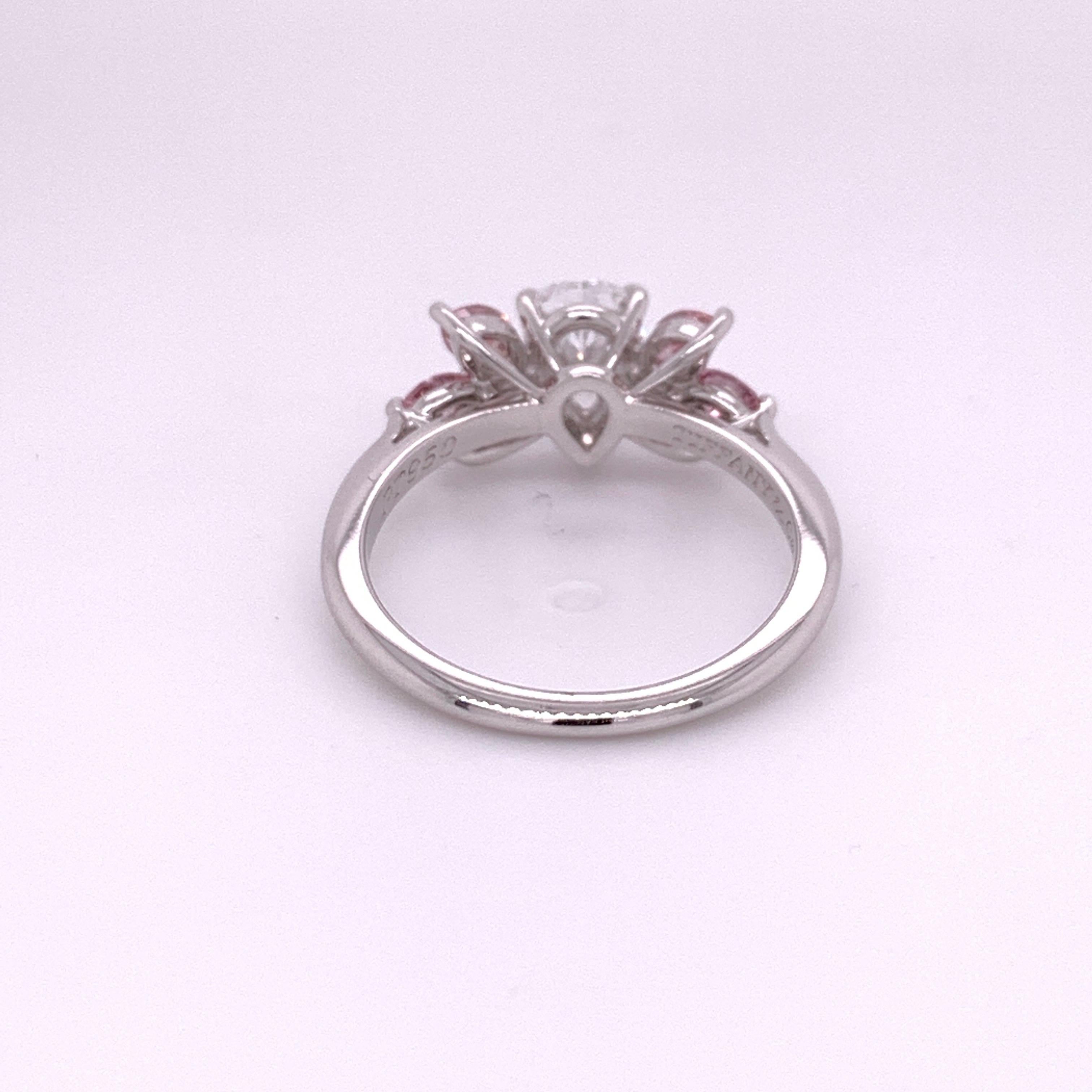 Modern Original Tiffany&Co Pink & Colorless Diamond Ring appx 1.75ct GIA Circa 1980