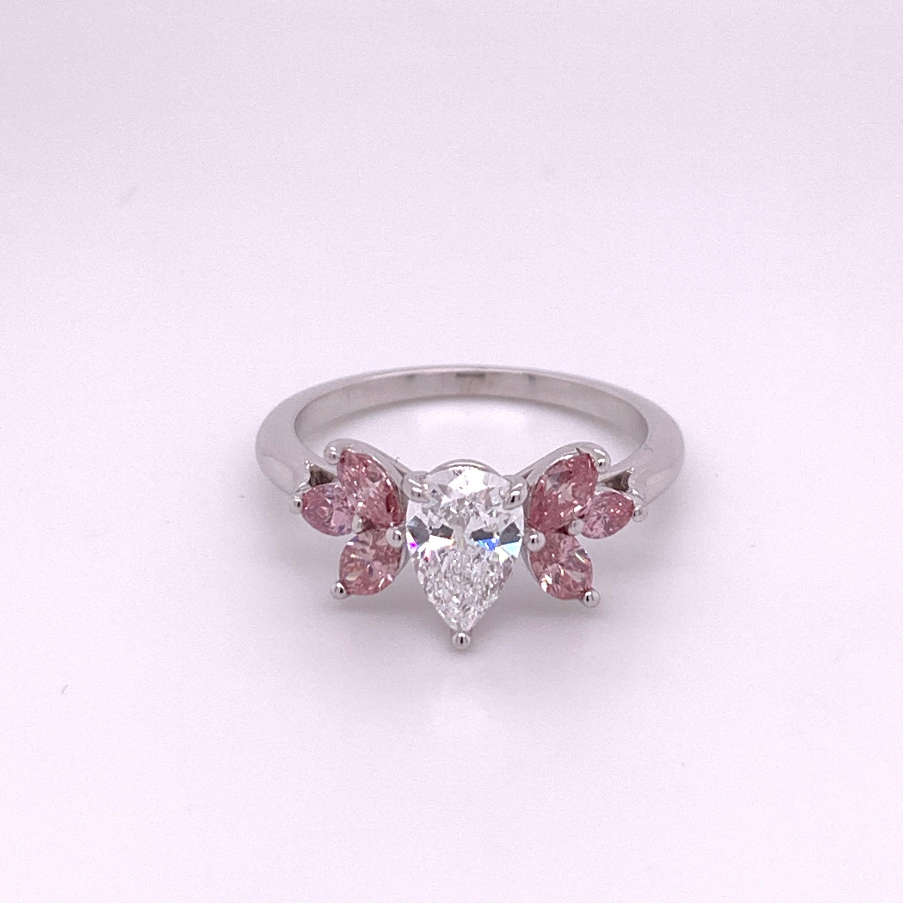Original Tiffany&Co Pink & Colorless Diamond Ring appx 1.75ct GIA Circa 1980 In Good Condition In Los Angeles, CA