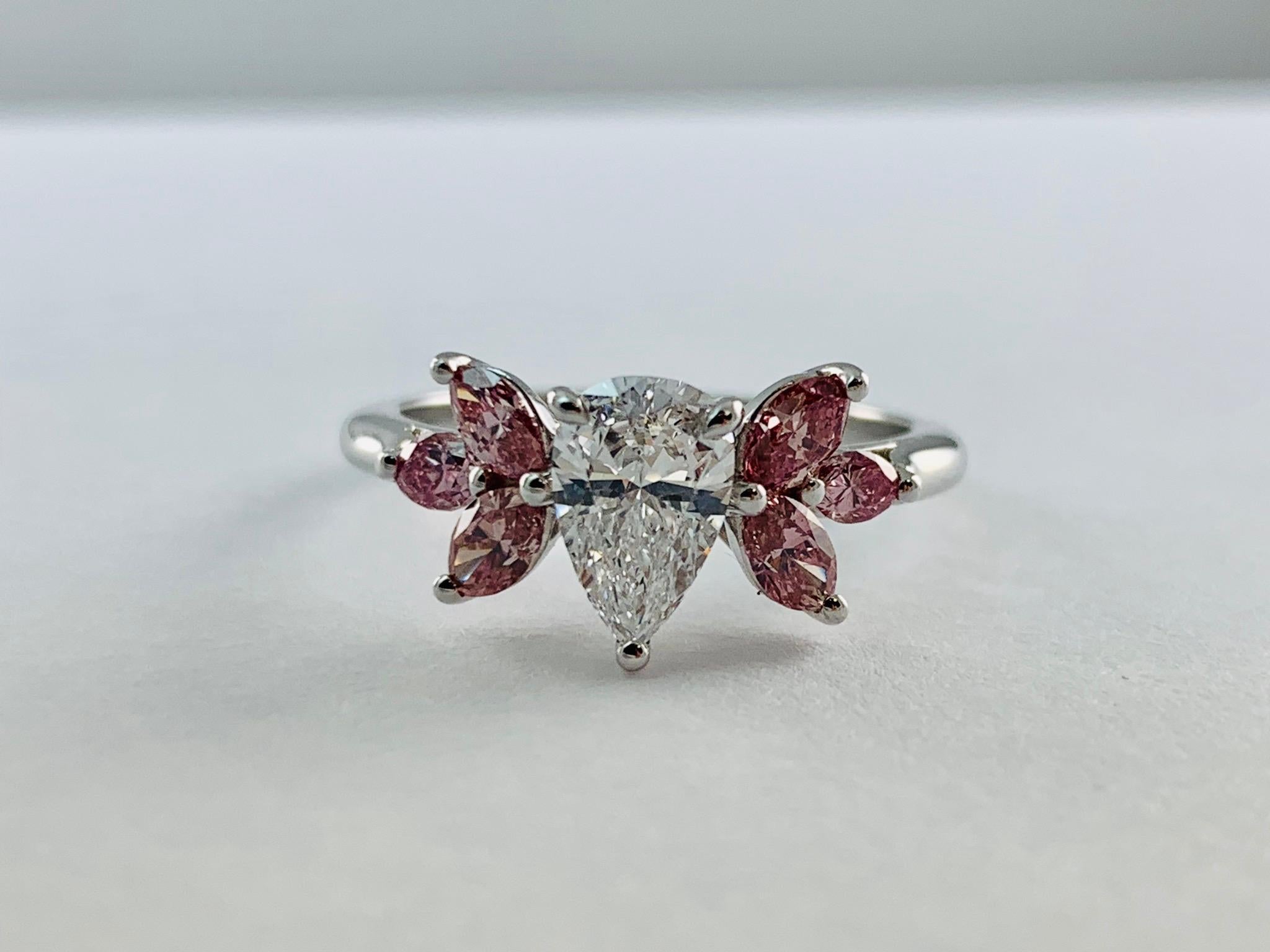 Women's Original Tiffany&Co Pink & Colorless Diamond Ring appx 1.75ct GIA Circa 1980