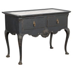 Original Tile Top Black Side Table with Two Drawers, Denmark circa 1940