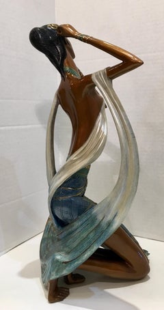 Original Ting Shao Kuang "Princess of Peacock" Polychrome Deco Style Bronze