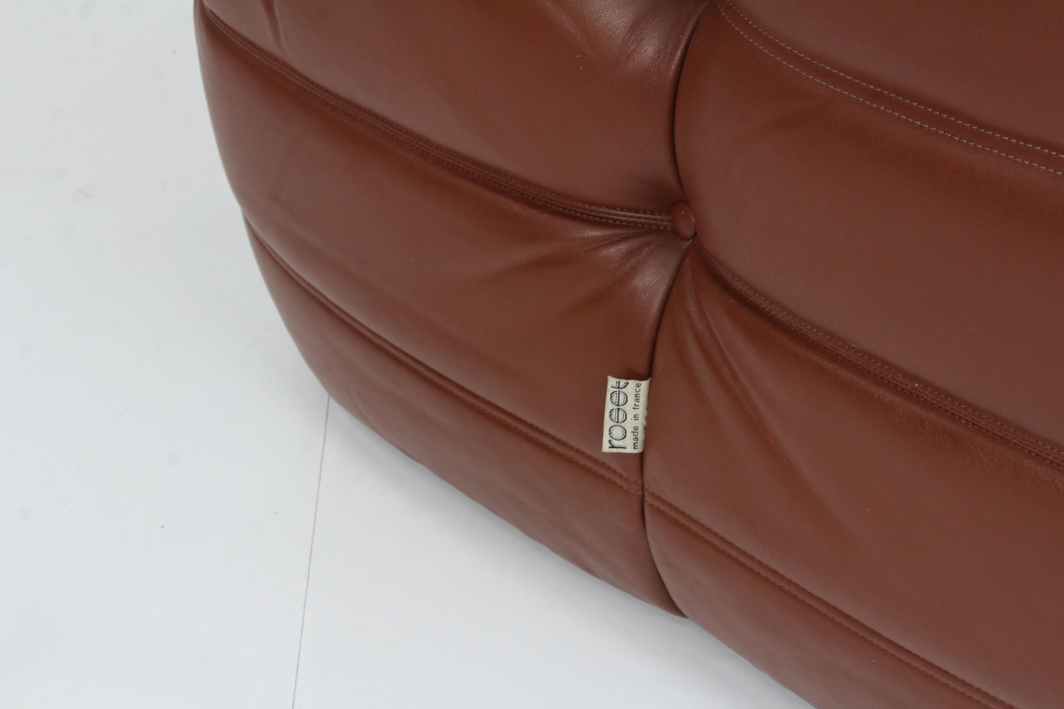 Original Togo Ligne Roset Cognac Leather Armchair 90s 1