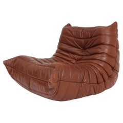 Original Togo Ligne Roset Cognac Leather Armchair 90s