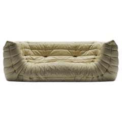 Original Togo Medium Settee en cuir beige 2007 - Michel Ducaroy - Ligne Roset